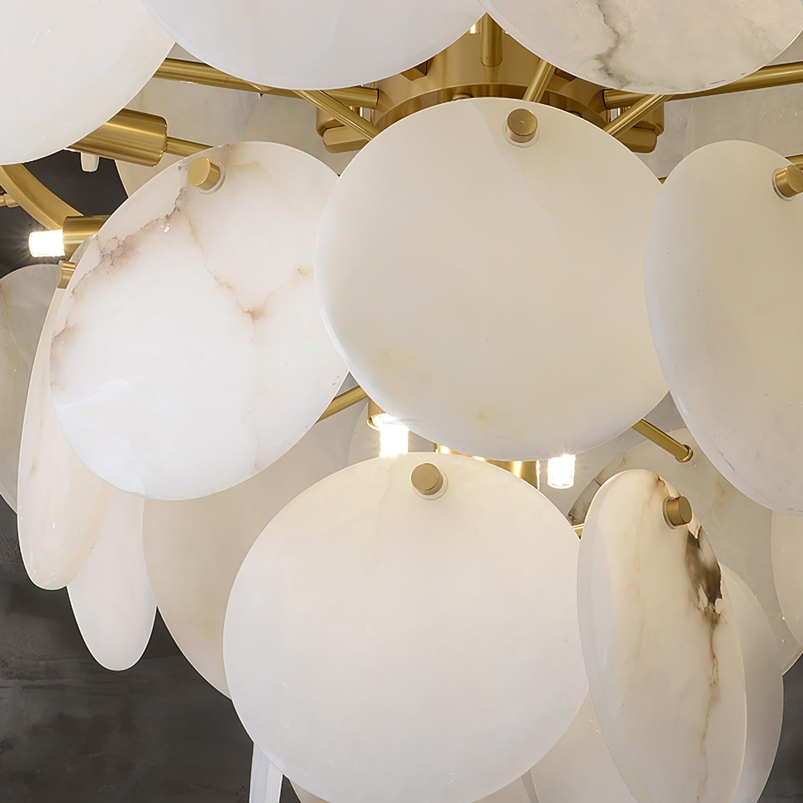 Alabaster Shell Brass Chandelier with 2/3/4/5/6 layer - Alabaster, Alabaster Chandelier-1-Luxehomezone