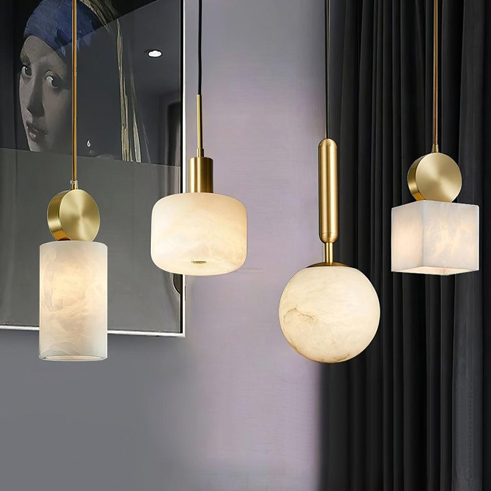 Etruscan Alabaster Marble Pendant Light - Alabaster, Alabaster Pendant-1-Luxehomezone