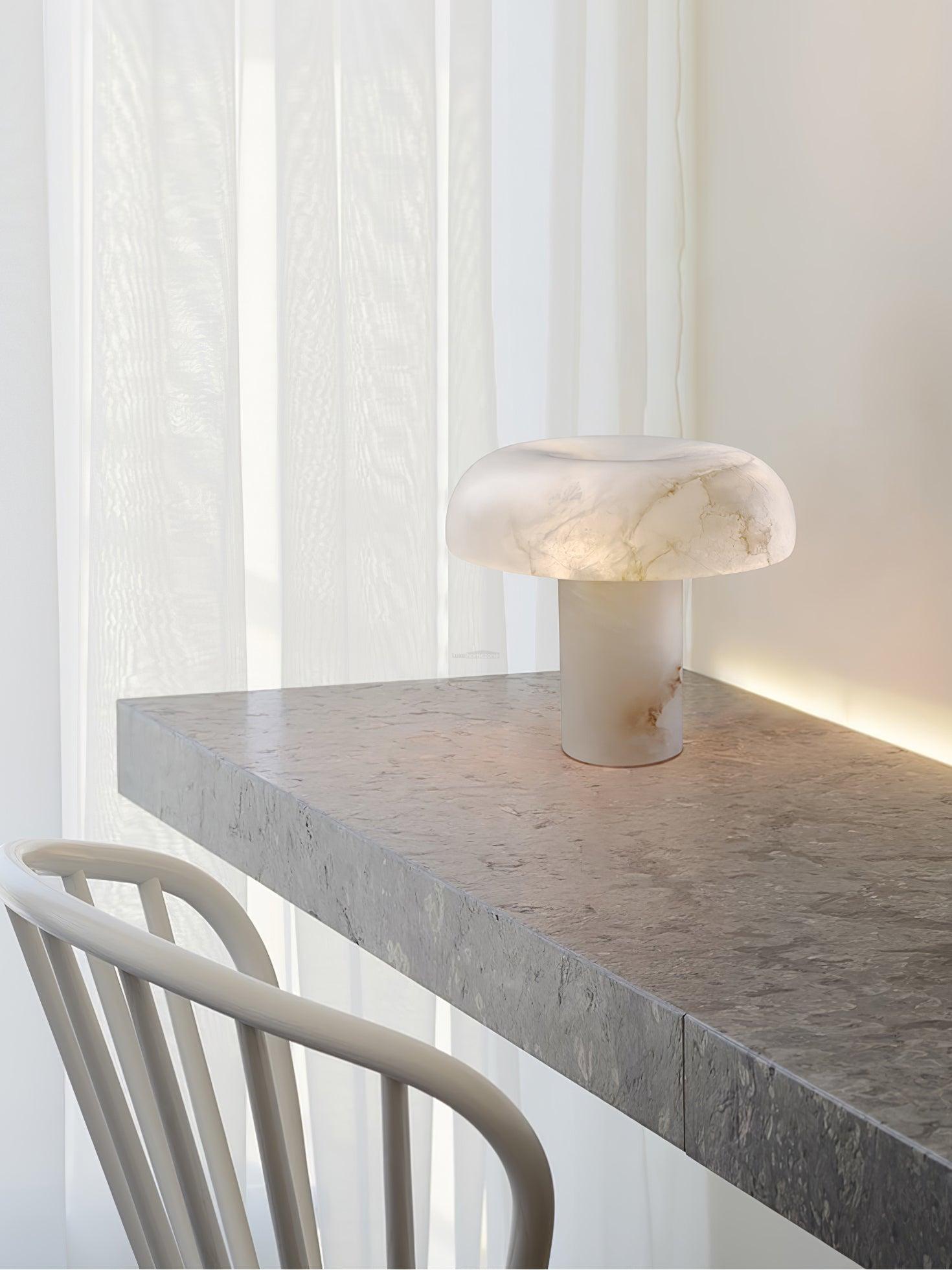 Mushroom Table Lamp Style B - Alabaster-1-Luxehomezone