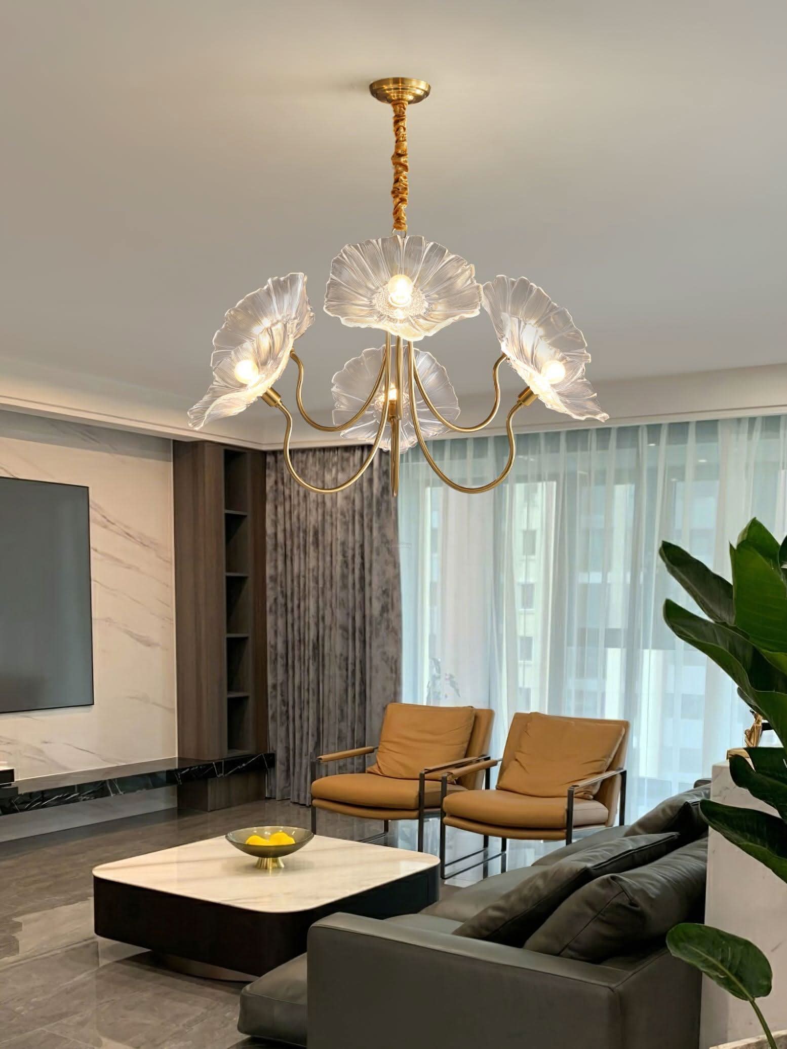Lotus Leaf Glass Chandelier ∅ 35.4″ - Luxehomezone