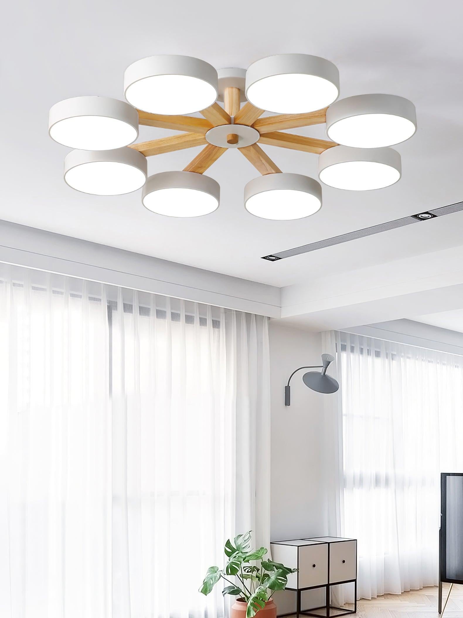 Modern Multi Stem Chandelier with 5/6/8 heads - Wood-1-Luxehomezone