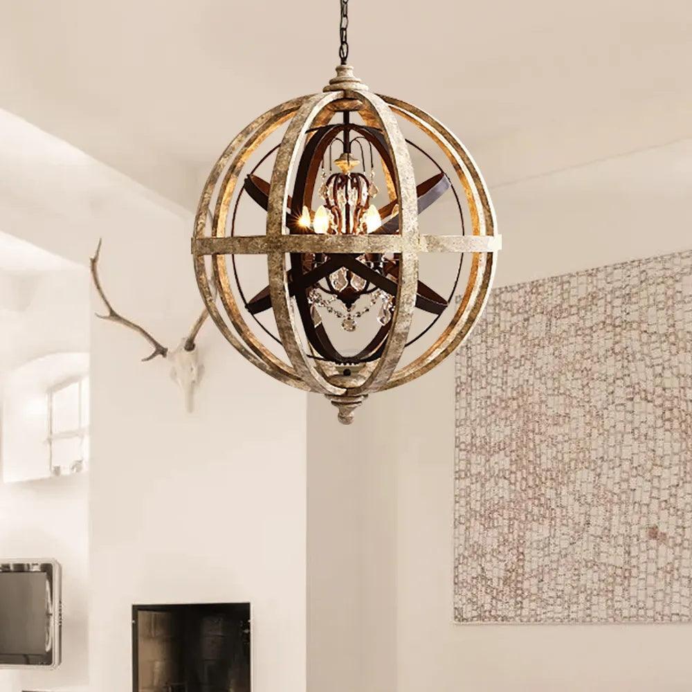 Retro Globe Weathered Chandelier Φ 11.8″ - Genteel-1-Luxehomezone