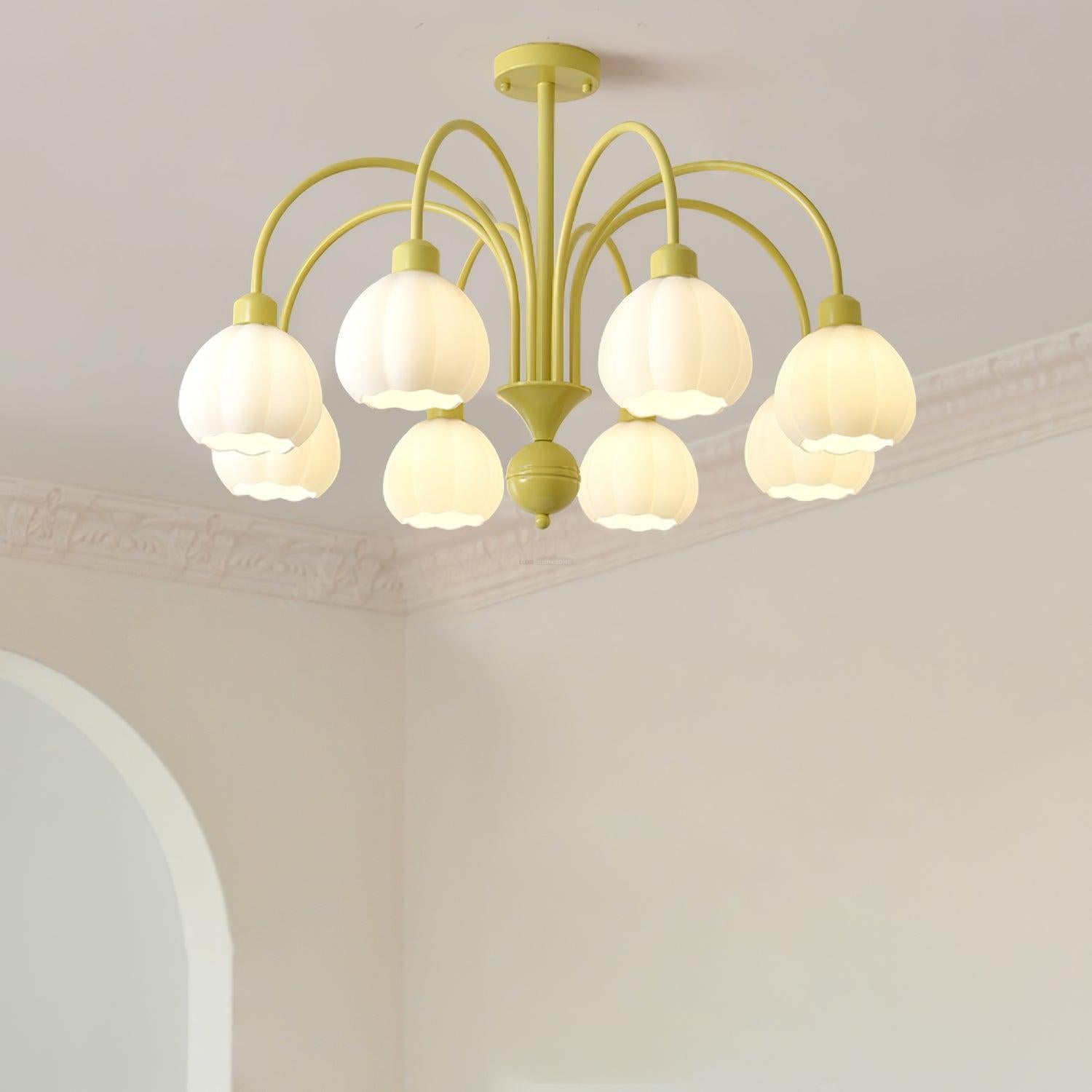 Cream Pumpkin Ball Chandelier with 4/5/6/8 heads - Zahara-1-Luxehomezone