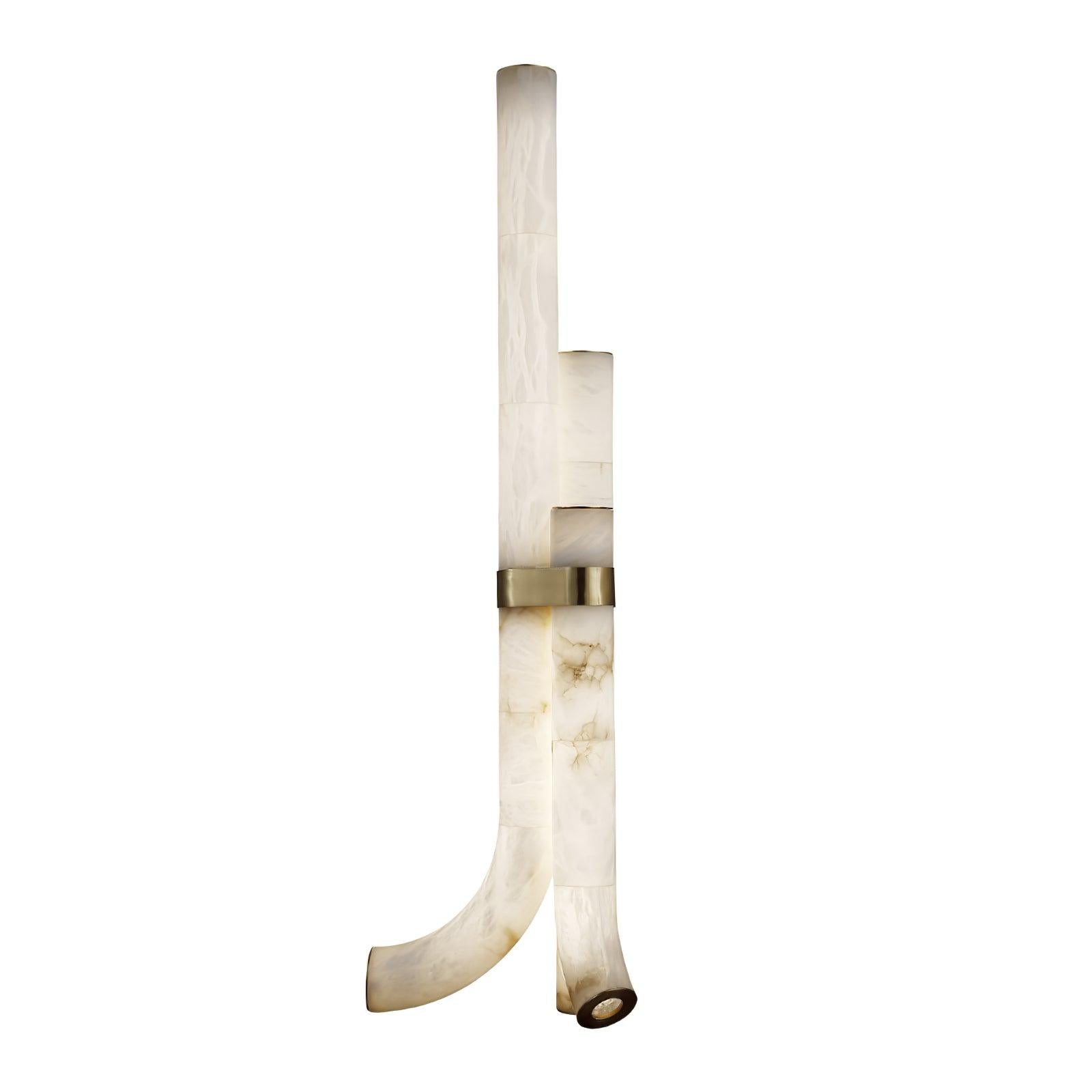 Piped Marble Floor Lamp  ∅ 17.7″ - Alabaster-1-Luxehomezone
