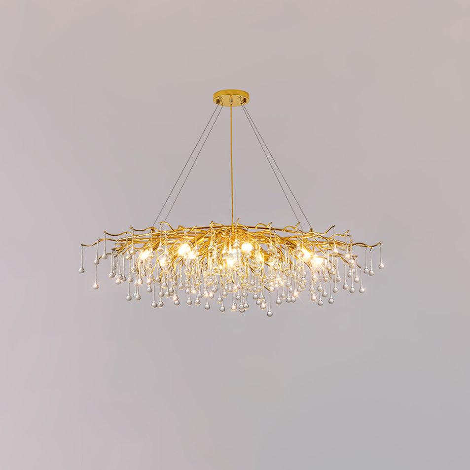 Teardrop Style Crystal Chandelier - Crystals, Gold & Clear crystal-1-Luxehomezone