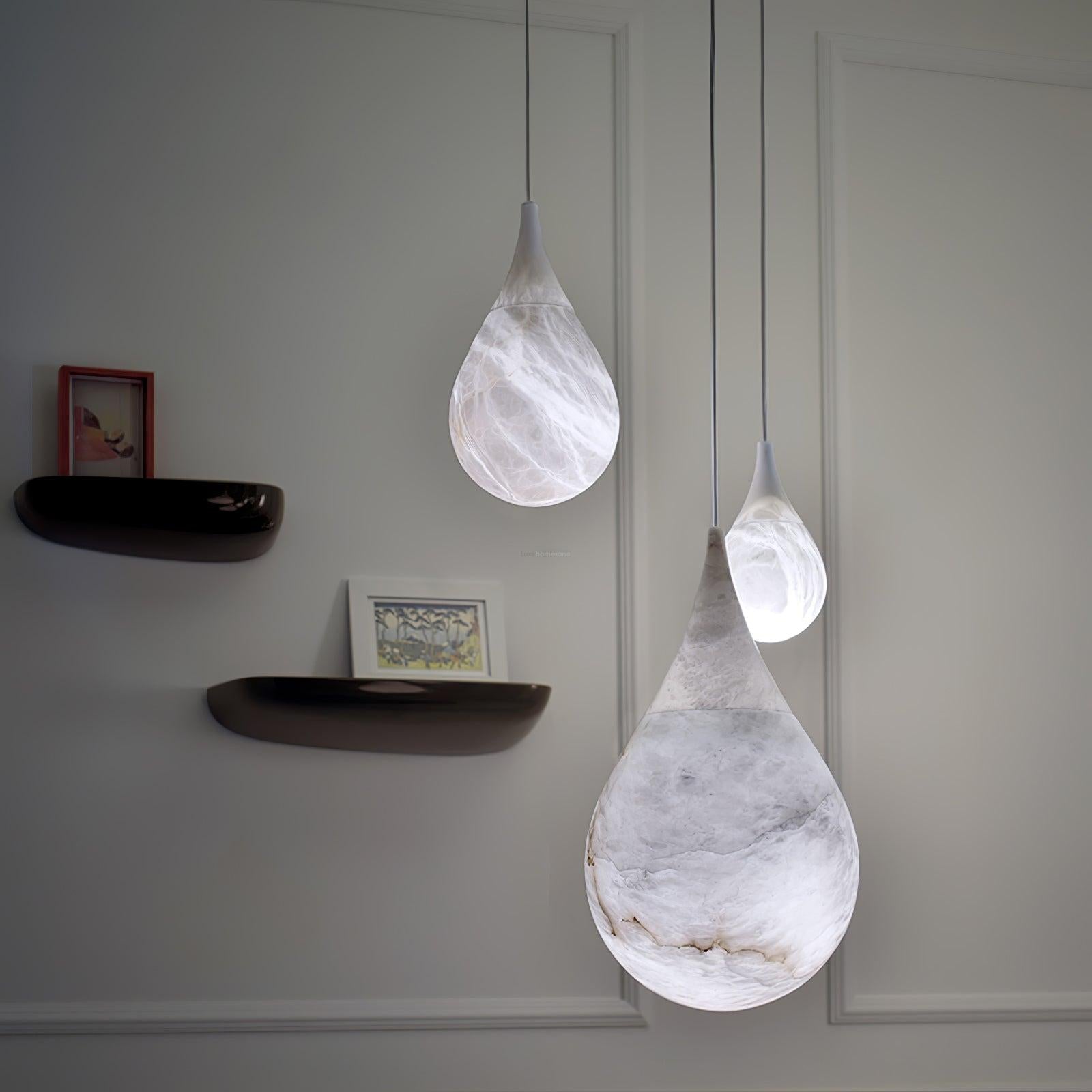 Marble Raindrop Pendant Alabaster Light - Alabaster, Alabaster Pendant-1-Luxehomezone