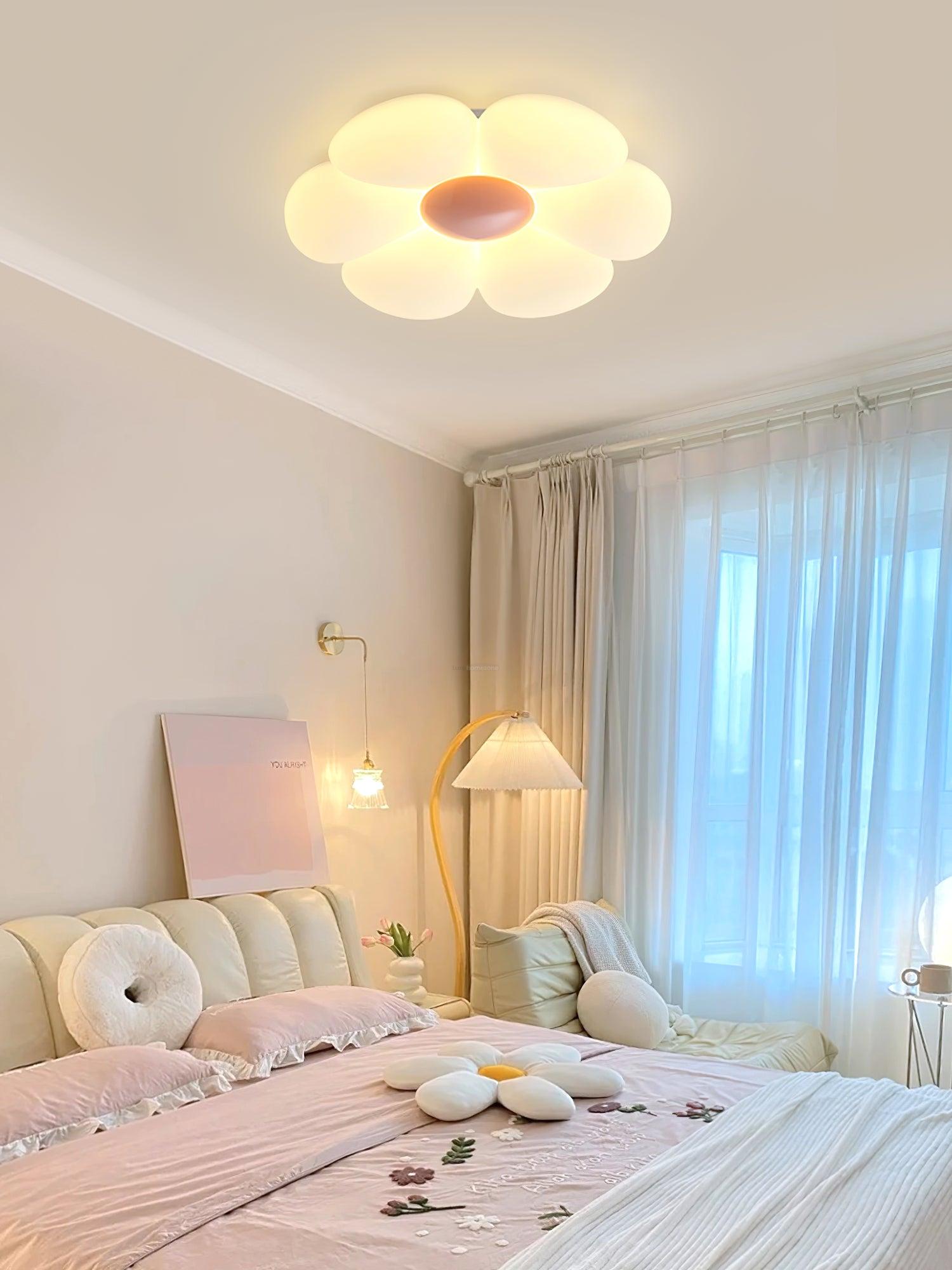 Six-leaf Flower Kids Room Ceiling Lamp  ∅ 19.7″ - Candy, Flush Mounts, Green, Pink, White, Yellow-1-Luxehomezone
