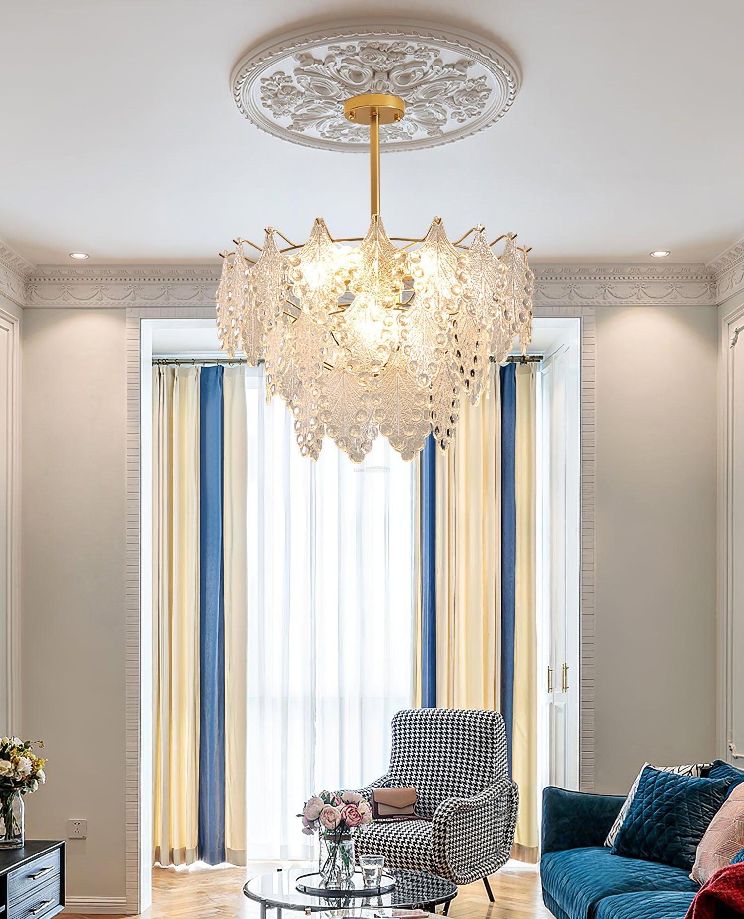 Tiered Carved Glass Chandelier Φ 15.7″ - Luxehomezone