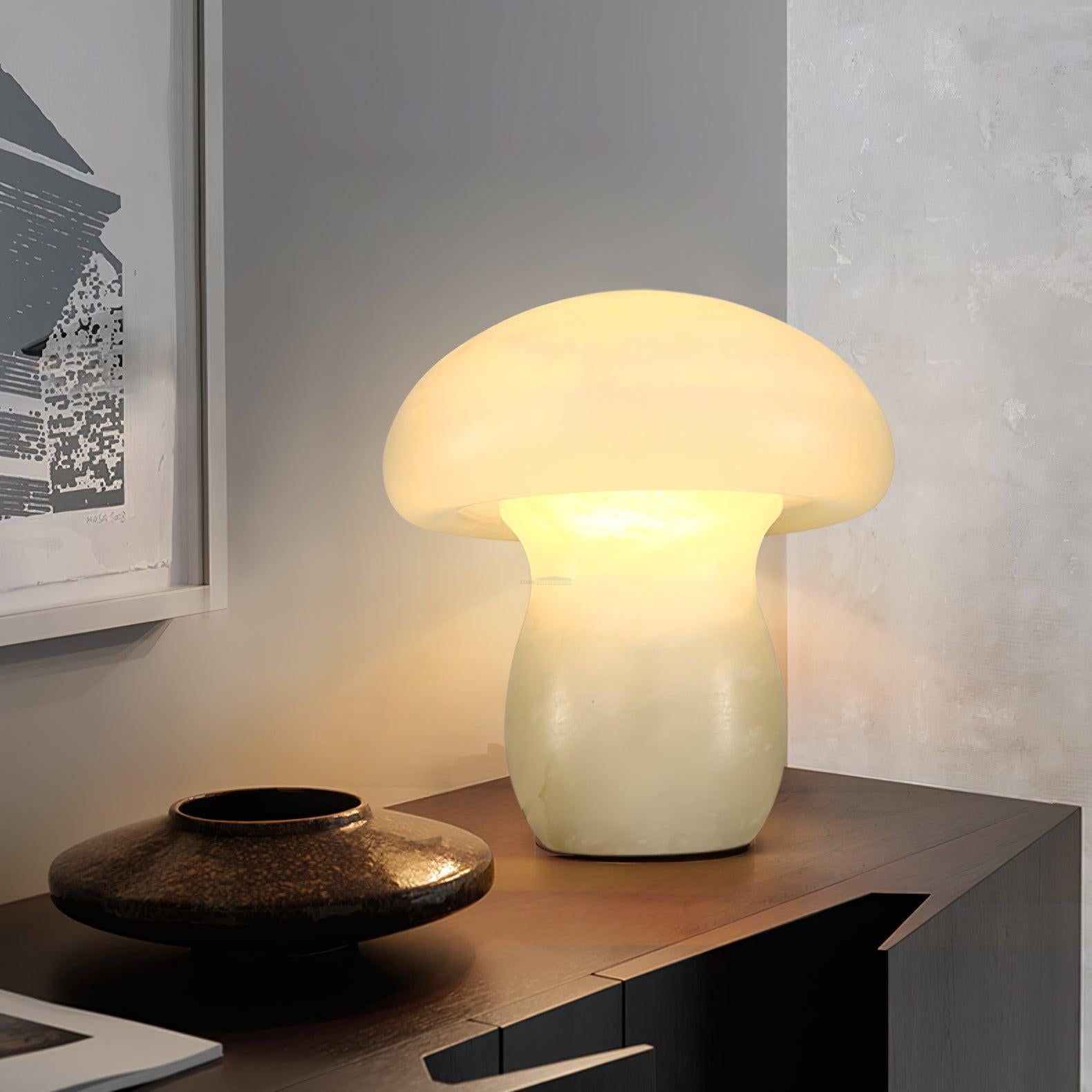 Marble Mushroom Table Lamp - Alabaster-1-Luxehomezone