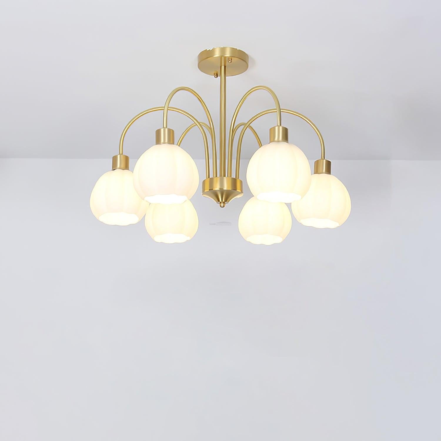 Golden Pumpkin Glass Chandelier with 3/5/6/8 heads - Bend-1-Luxehomezone