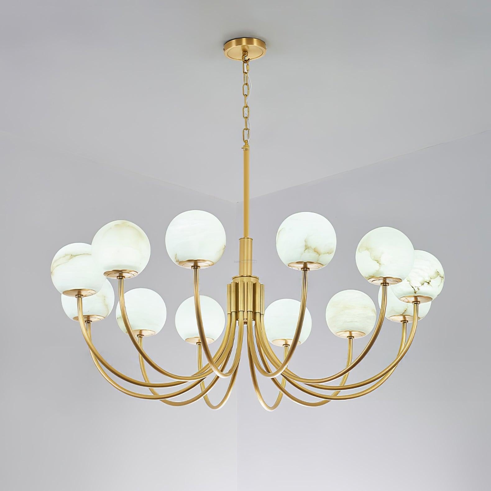 Aurelian Alabaster Globe Chandelier with 6/8/10/12 heads - Luxehomezone