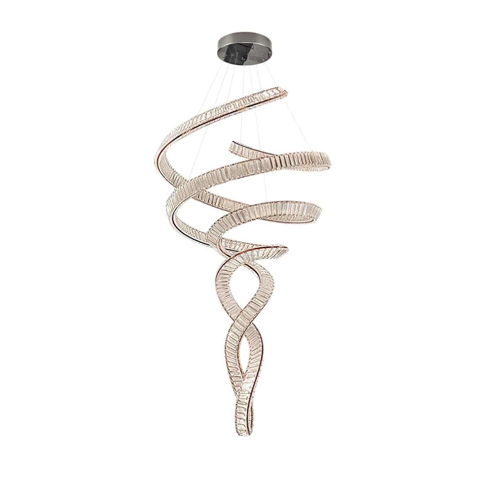 Long Spiral Crystal Chandelier ∅ 31.5″ - Crystals, Straps-1-Luxehomezone