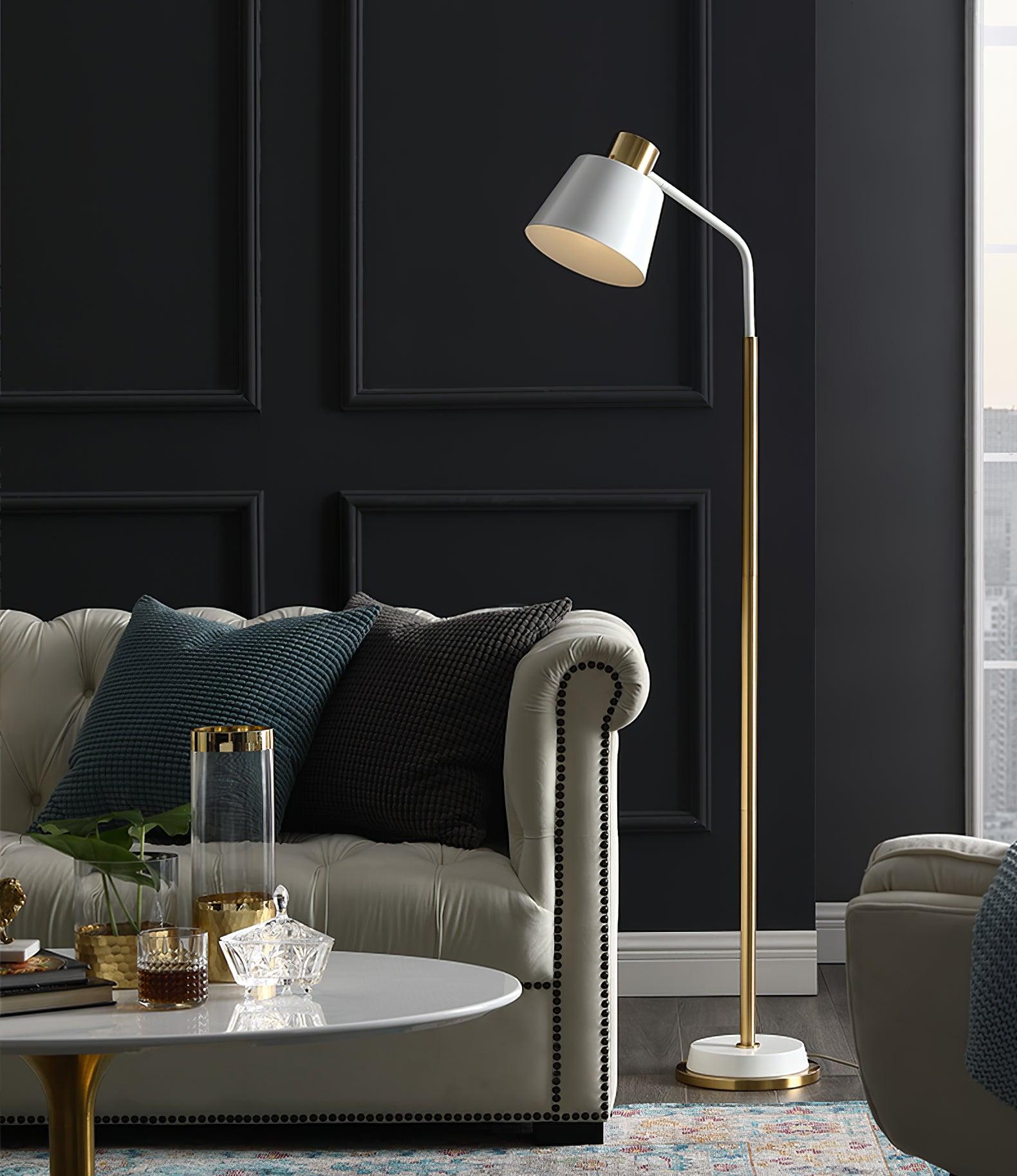 Emmental Floor Lamp ∅ 17.3″ - Gold&Black, Gold&White-1-Luxehomezone