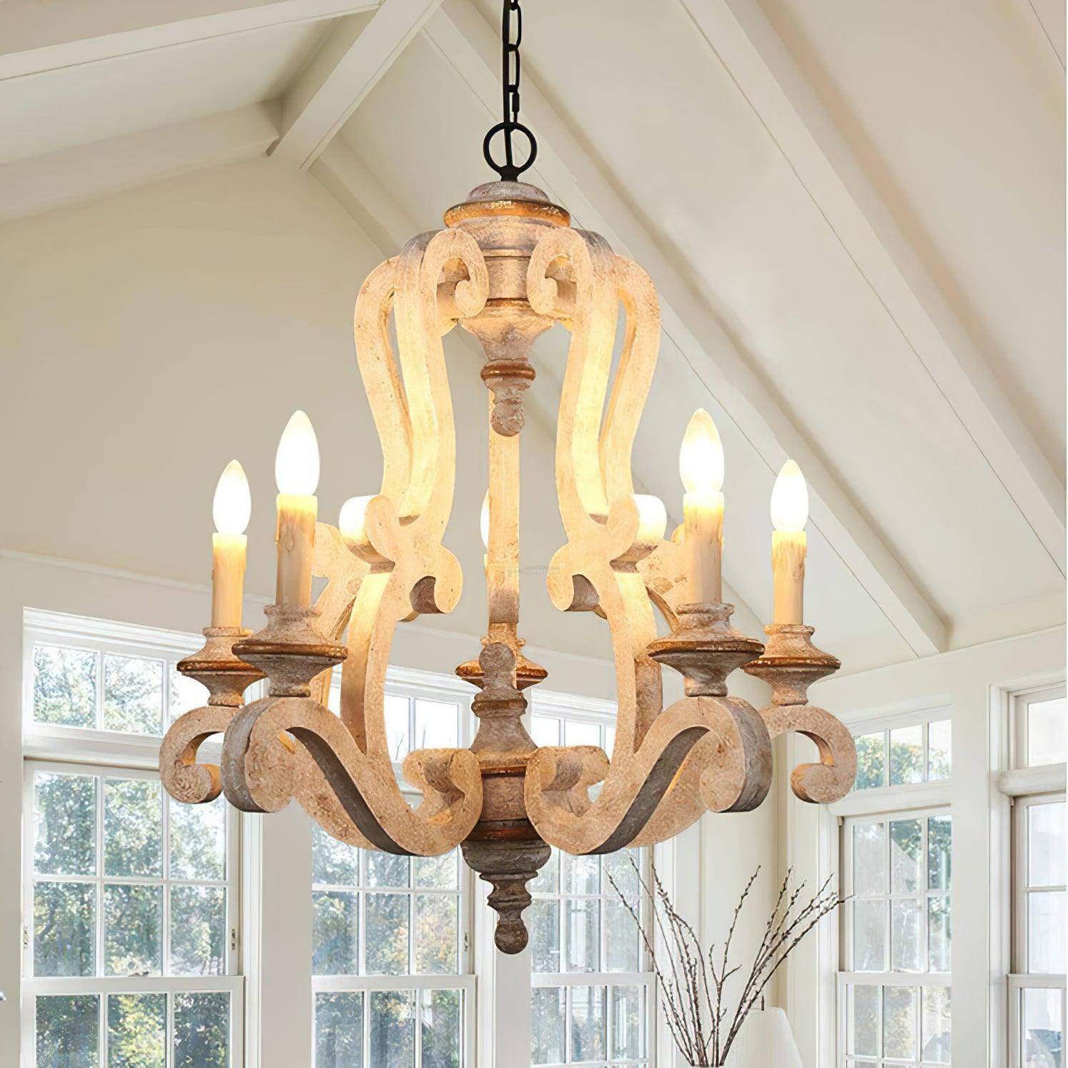 Parrotuncle Wooden Candle Chandelier Φ 23.6″ - Candle-1-Luxehomezone