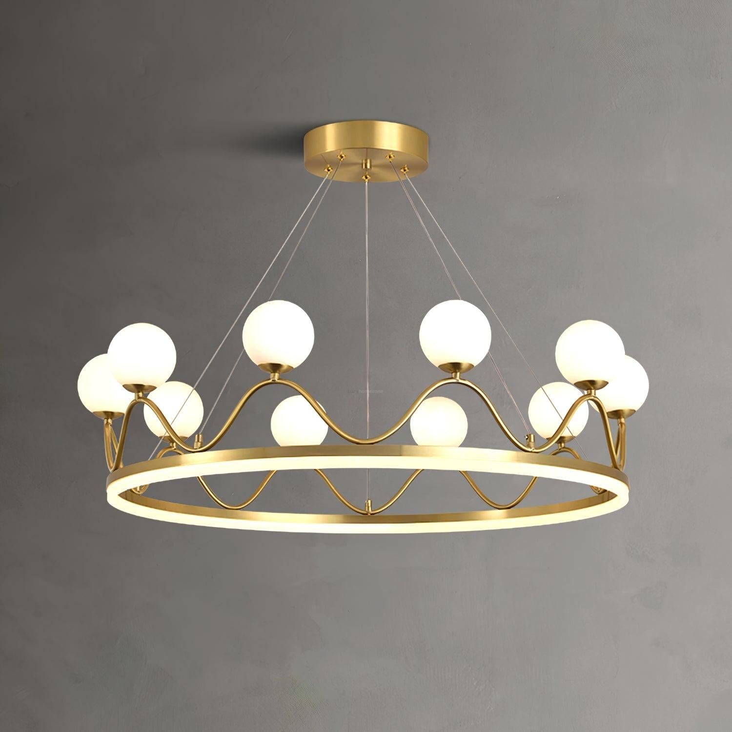Crown Brass Round Chandelier - Bend-1-Luxehomezone