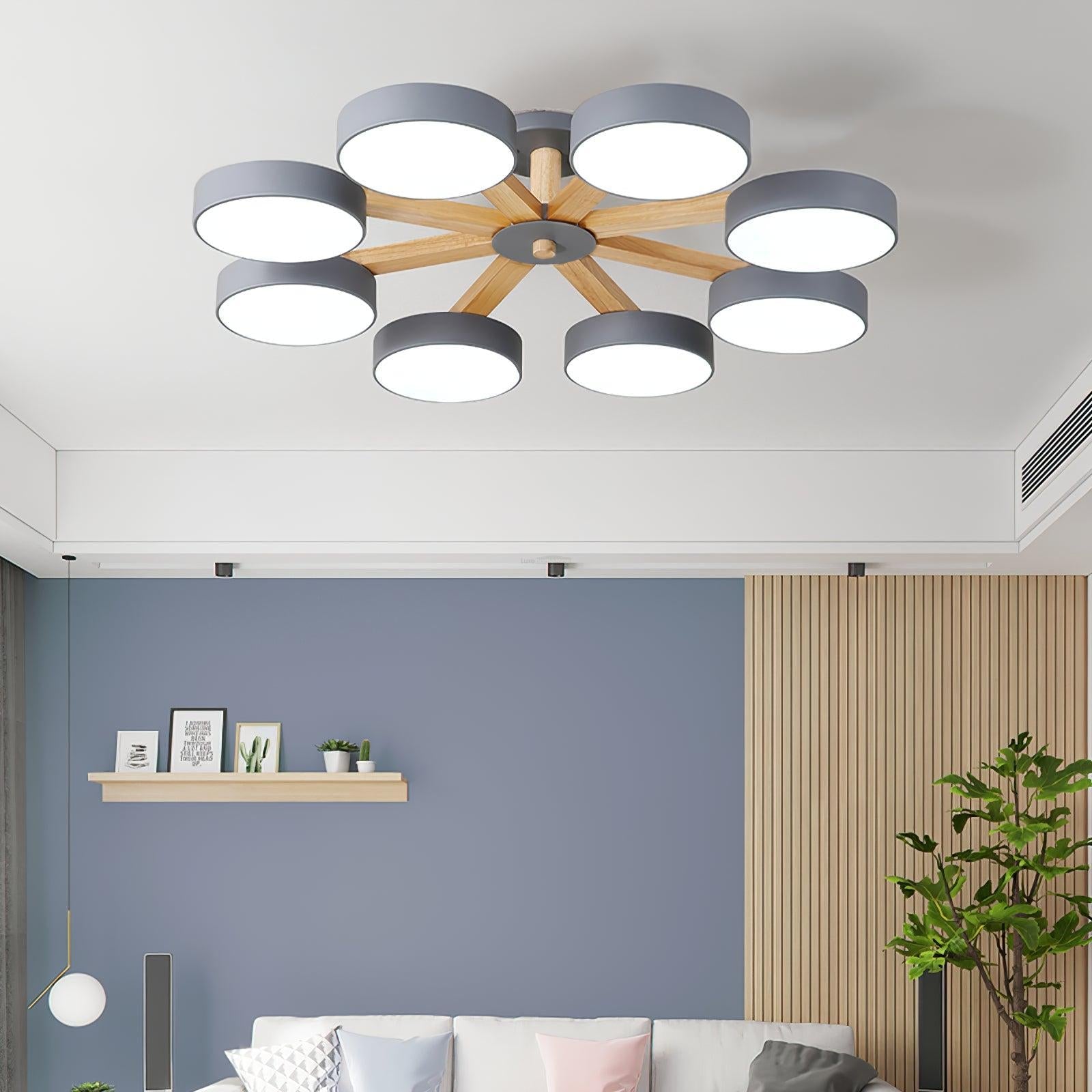 Modern Multi Stem Chandelier with 5/6/8 heads - Wood-1-Luxehomezone