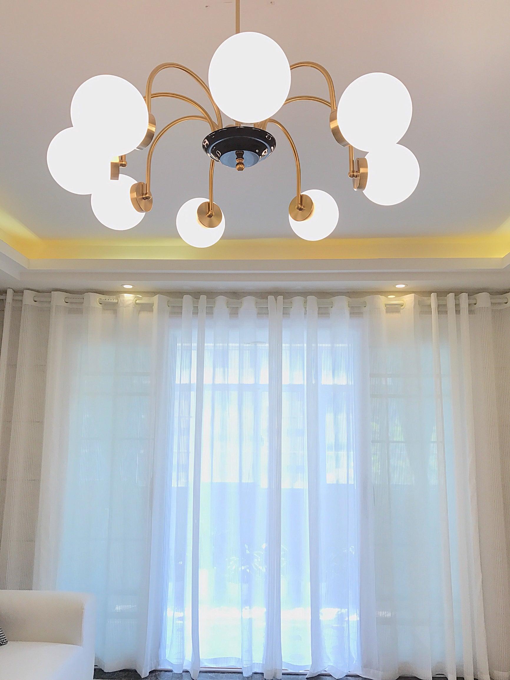 Yisu Glass Globe Chandelier with 3/4/5/6/8 heads - Bend, Marshmallow Chandelier, Optimized-1-Luxehomezone