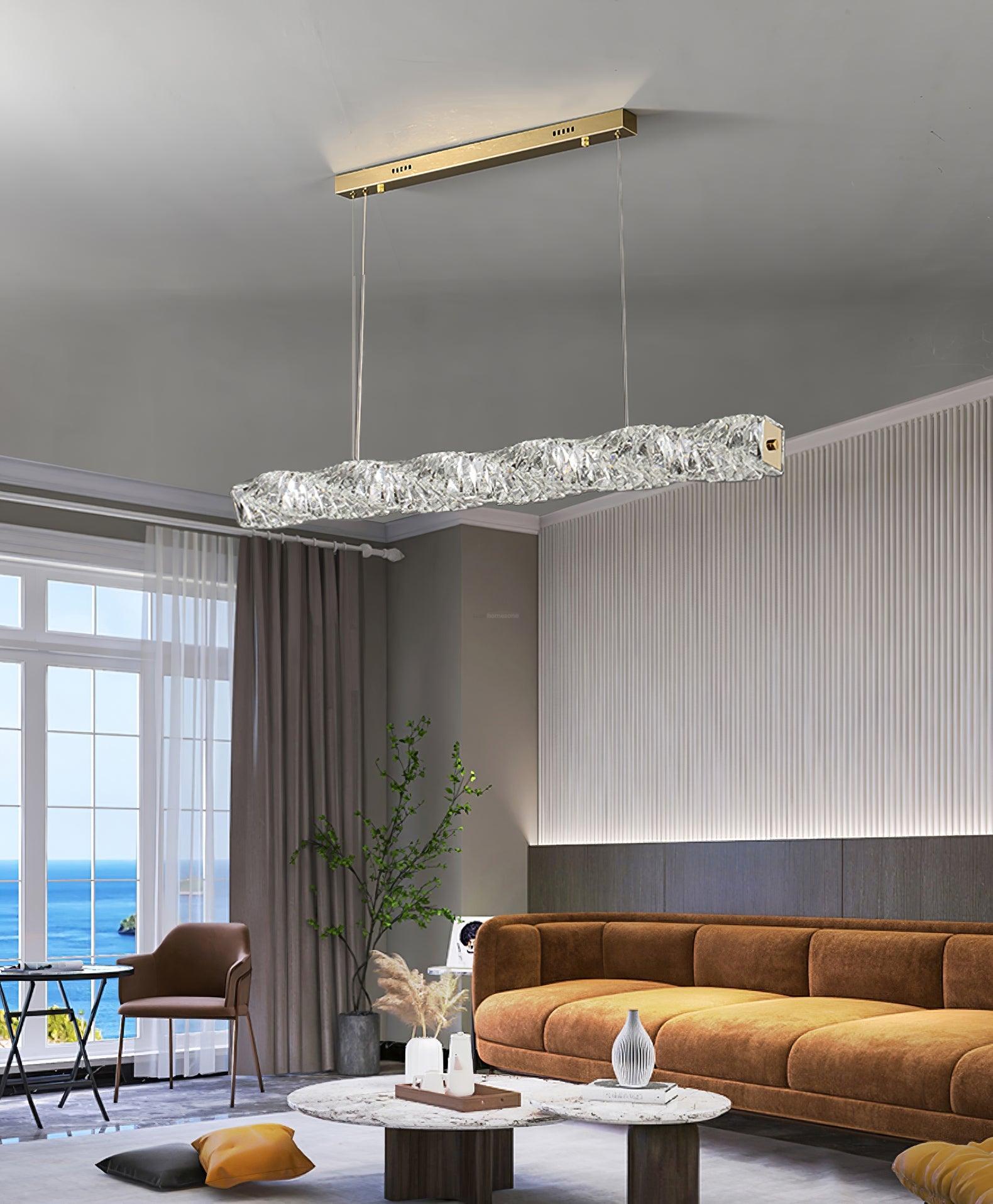 Long Crystal  Linear Pendant Light - Bar-1-Luxehomezone
