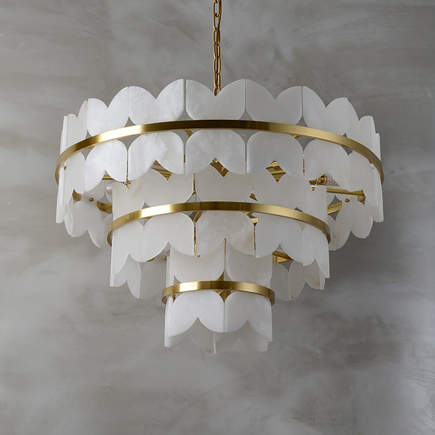 Alabaster Cloudscape Chandelier with 1/2 layer - Alabaster, Alabaster Chandelier-1-Luxehomezone