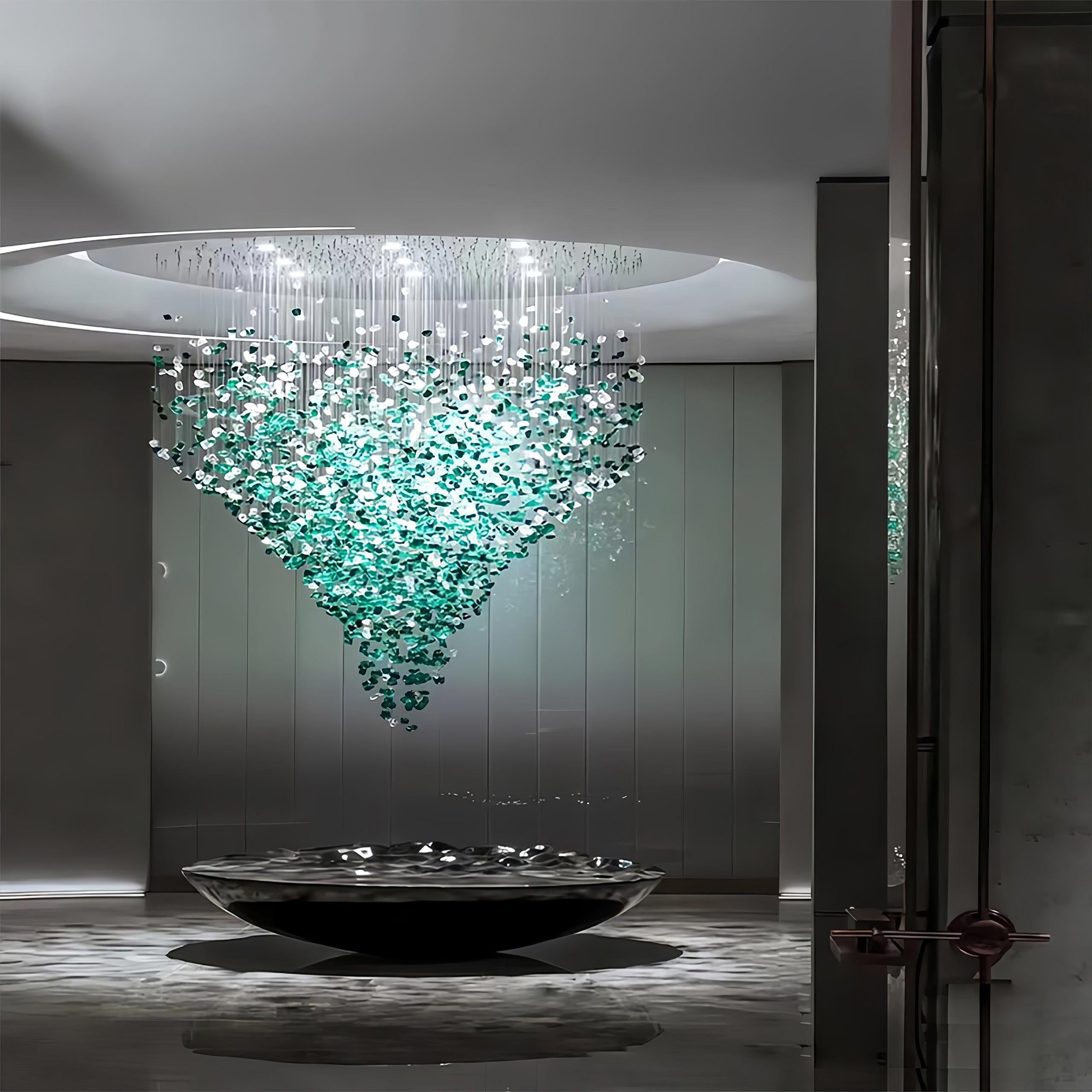 Multicolor Crystal Stone Round/Long canopy Chandelier - Helia-1-Luxehomezone