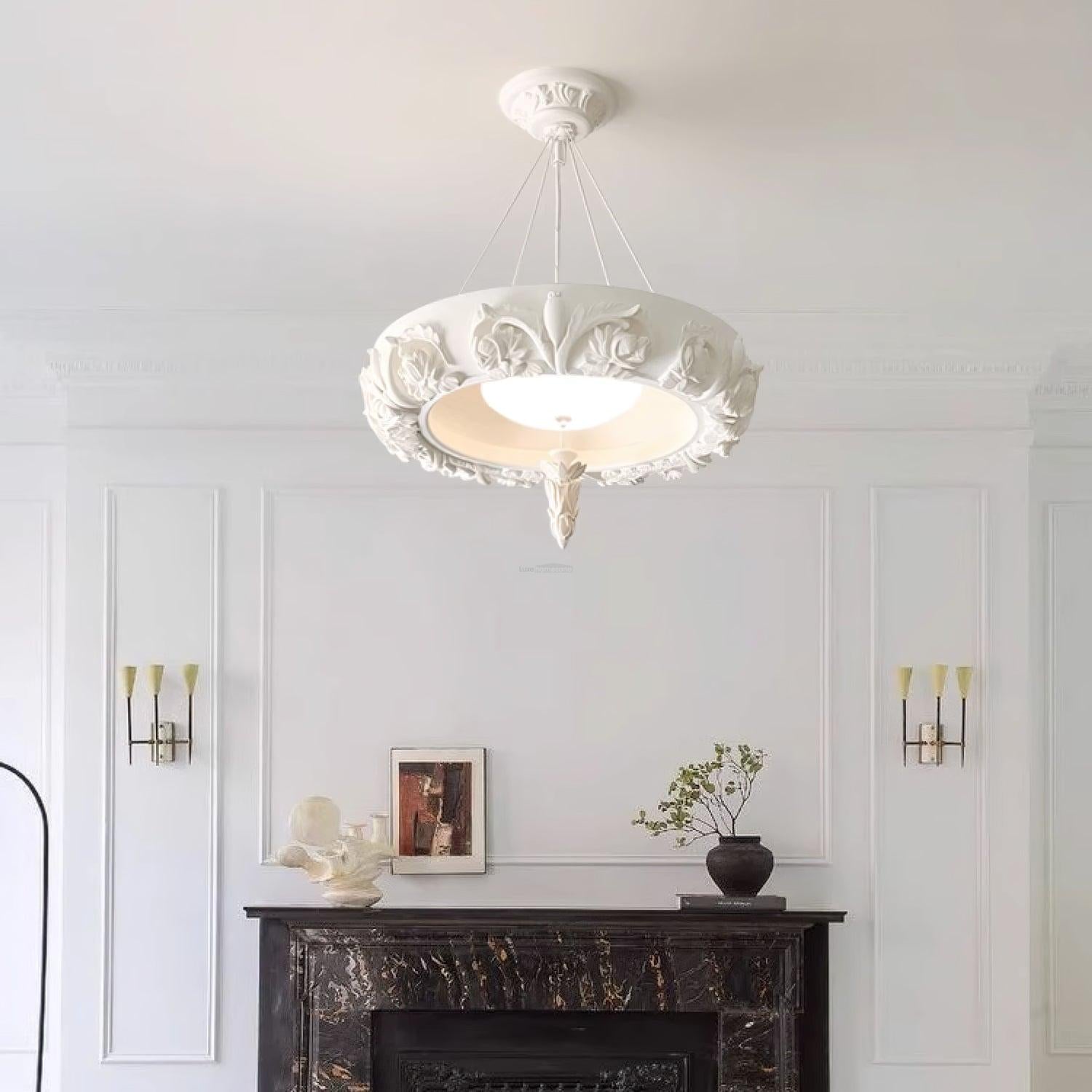 Artistic Carved Plaster Chandelier ∅ 23.6″~∅ 31.5″ - Alabaster-1-Luxehomezone