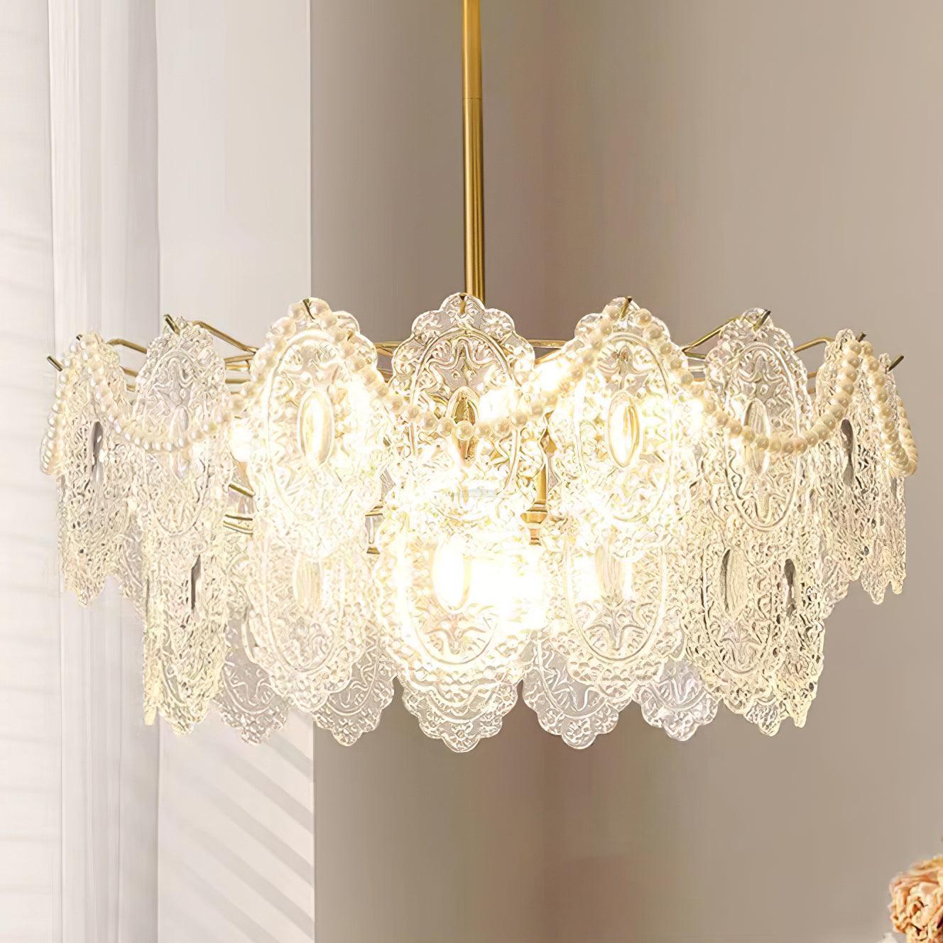 Wave Pearl Style Chandelier - Cylinder-1-Luxehomezone