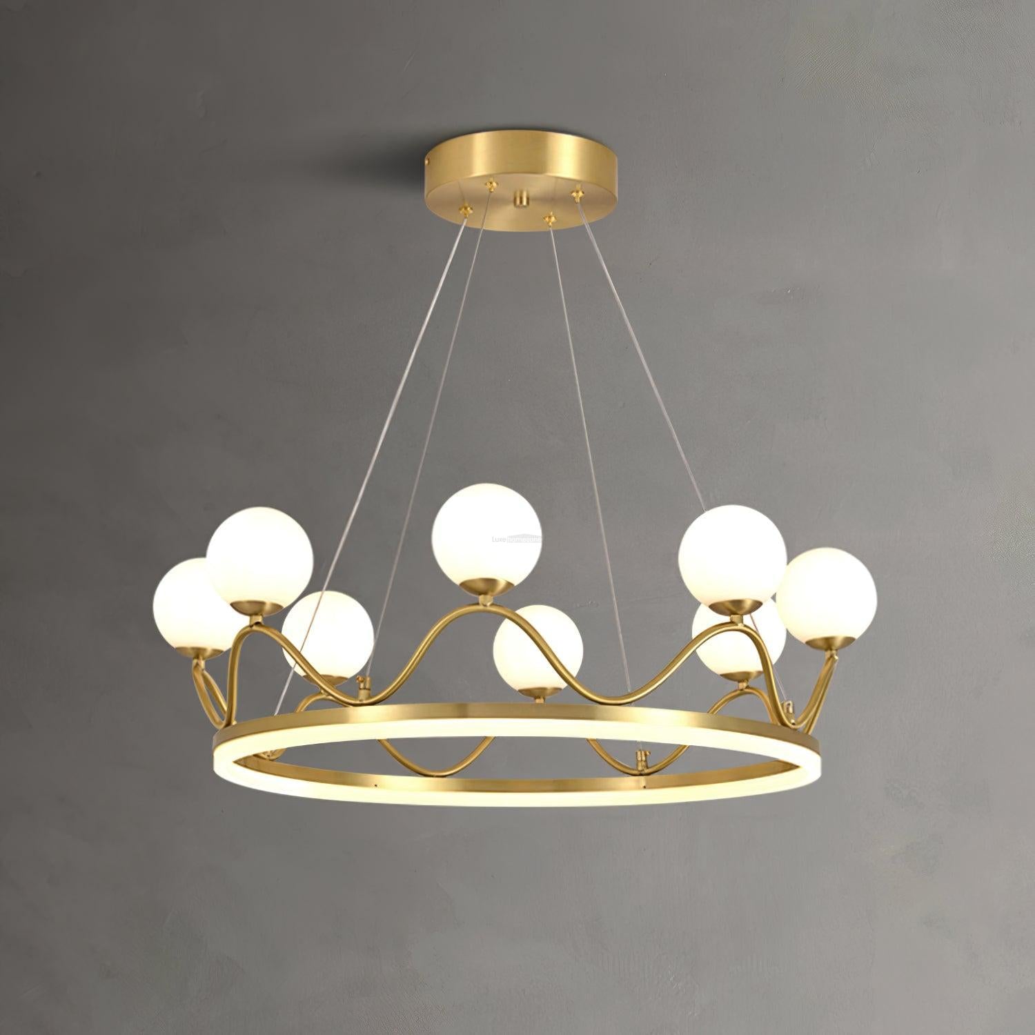 Crown Brass Round Chandelier - Bend-1-Luxehomezone