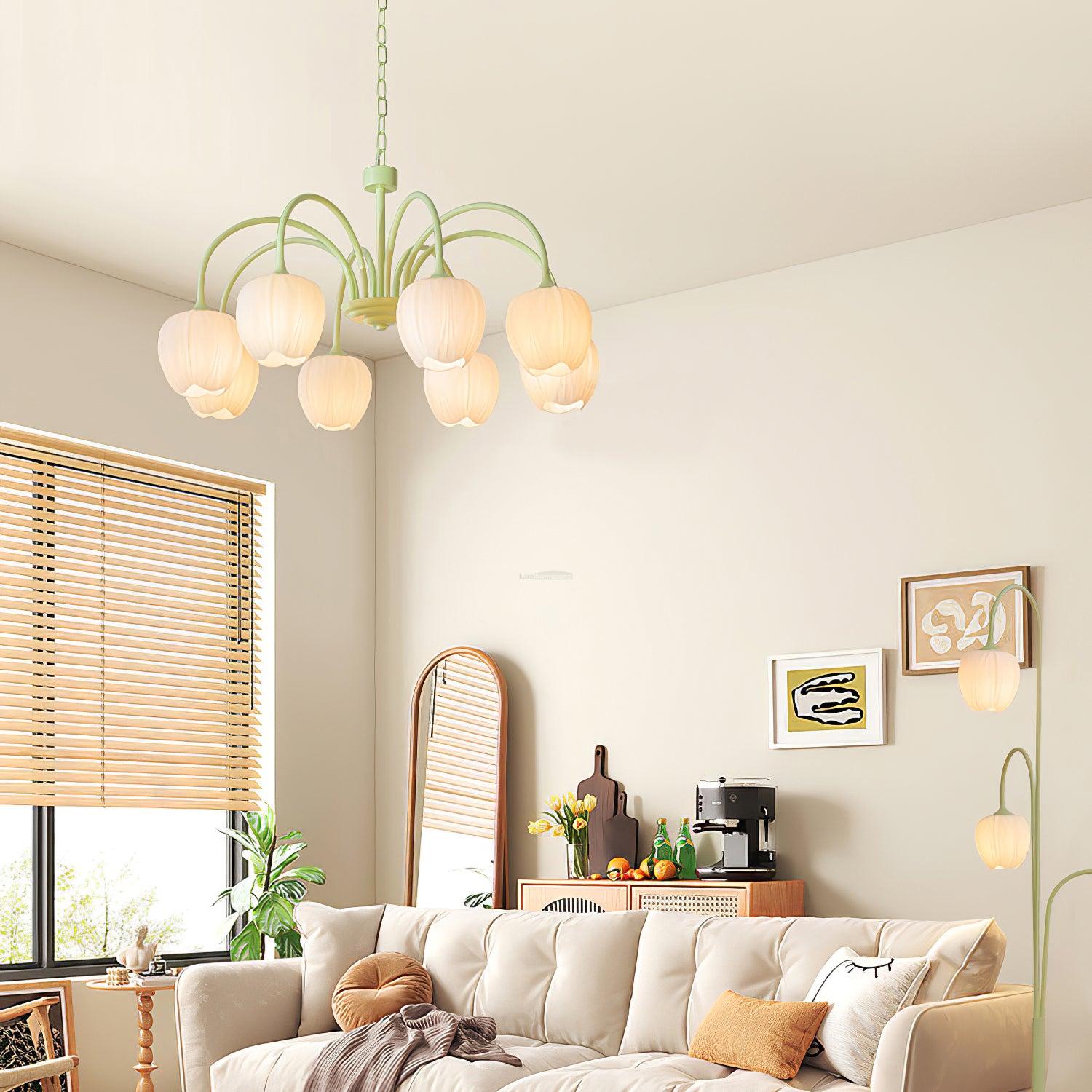 Tulip Matcha Chandelier with 5/6/8 heads - Luxehomezone