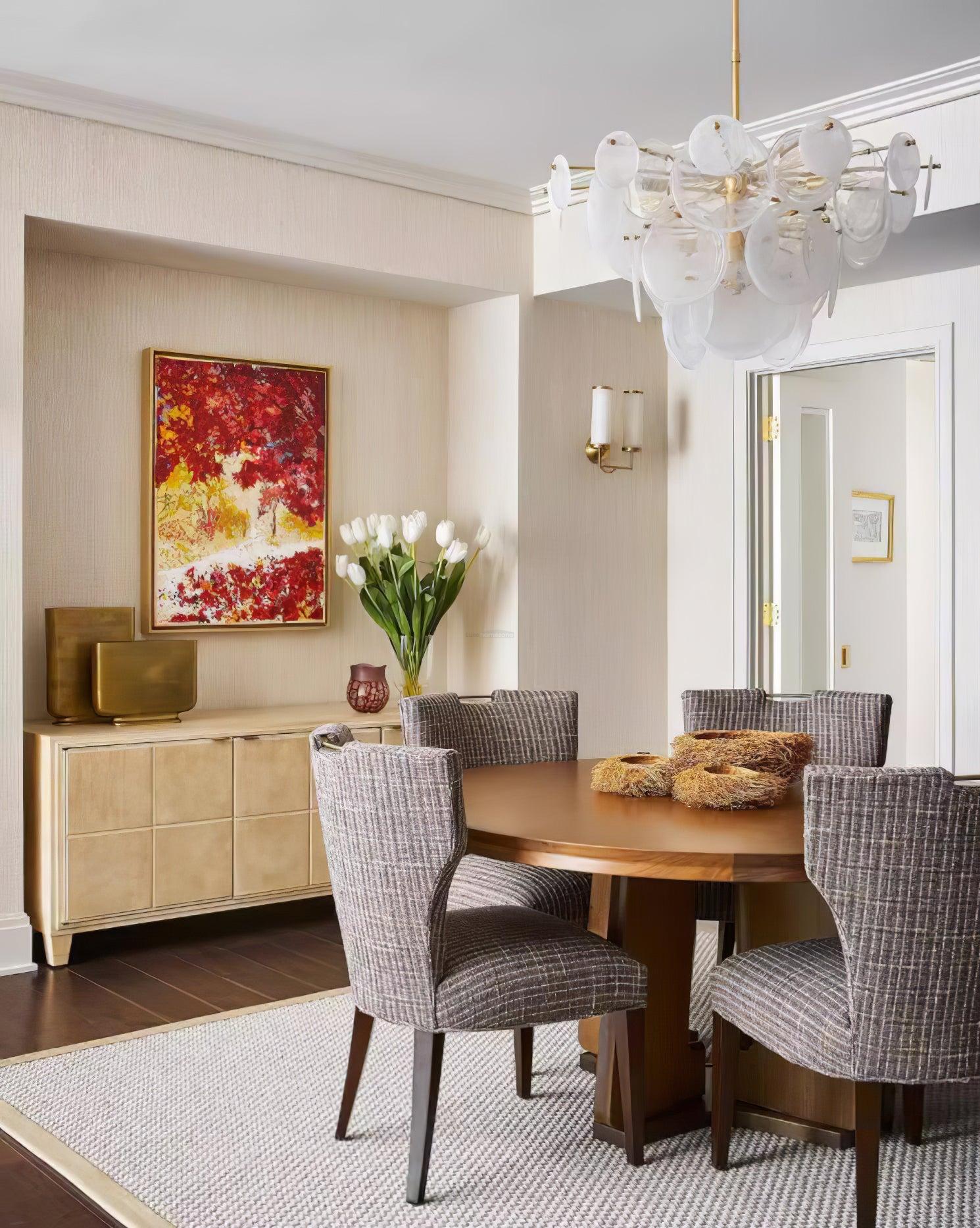 Brass Discs Cascading Round Chandelier - Cylinder-1-Luxehomezone