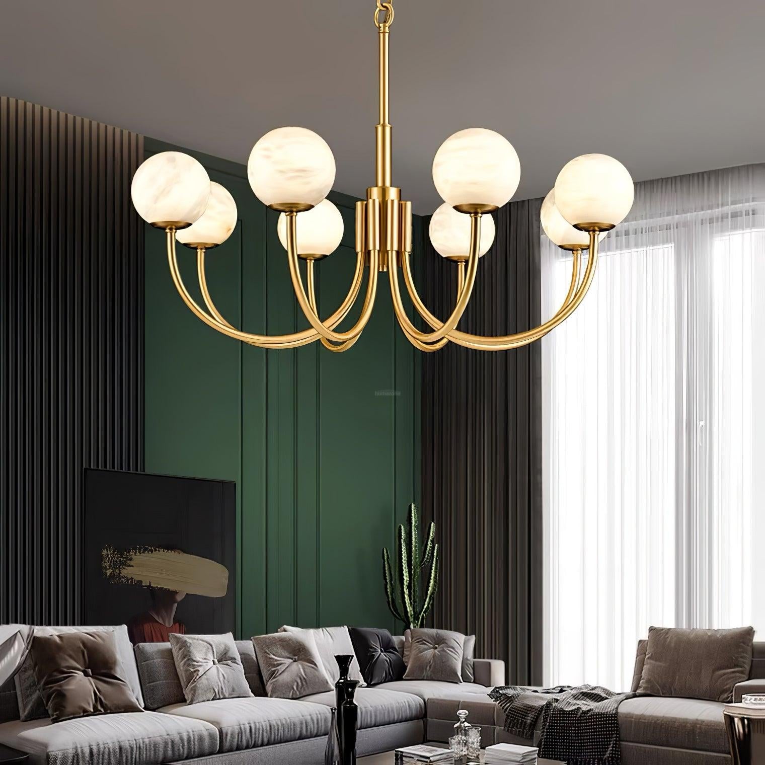 Aurelian Alabaster Globe Chandelier with 6/8/10/12 heads - Luxehomezone