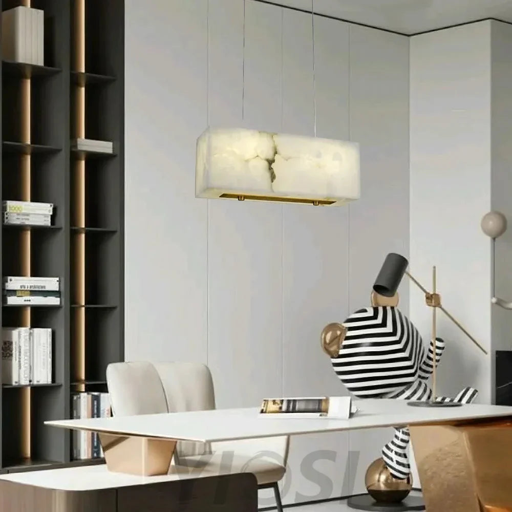Alabaster Cuboid Chandelier Modern Pendant Light - AAAA, Alabaster, Alabaster Chandelier, Alabaster Chandeliers, Alabaster lightings, Alabaster Series, All products, brass, Chandelier, Chandeliers, Custom Chandelier, Dining&Kitchen, Living Room, Modern, Modern Chandelier, Shop By Room_Kitchen & Dining, Shop By Room_Living Room, Shop By Type_Chandelier, topalabaster1-1-Luxehomezone