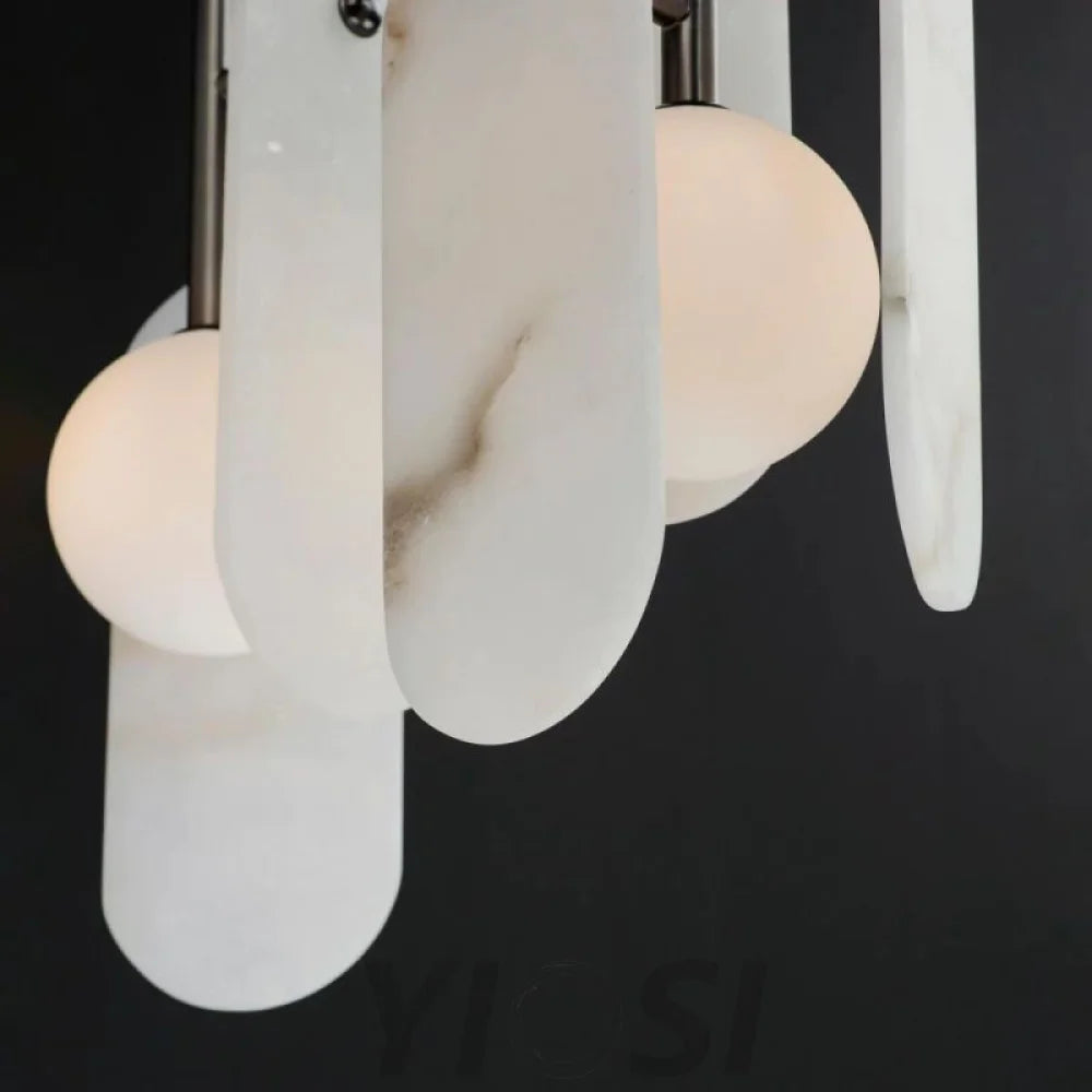Alabaster Studio M Megalith 5-Light Linear Chandelier - Alabaster, Alabaster lightings, Black, CCCC, Chandelier, Chandeliers, Dining & Kitchen, Living Room, metal, Modern-1-Luxehomezone