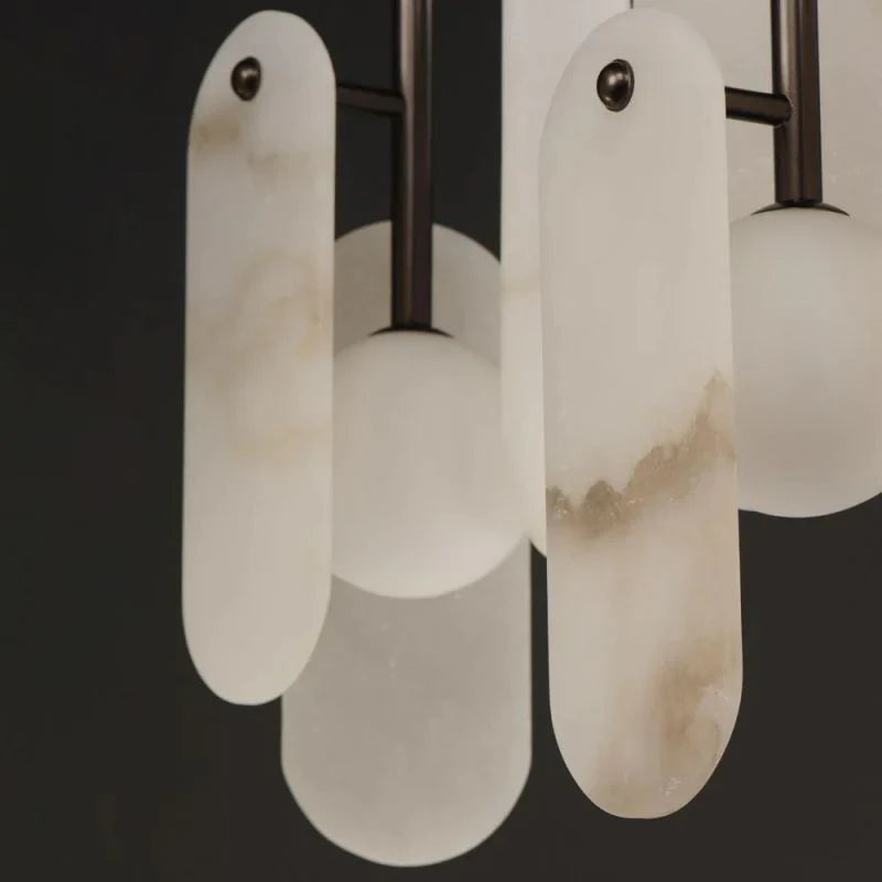 Alabaster Studio M Megalith 5-Light Linear Chandelier - Alabaster, Alabaster lightings, Black, CCCC, Chandelier, Chandeliers, Dining & Kitchen, Living Room, metal, Modern-1-Luxehomezone