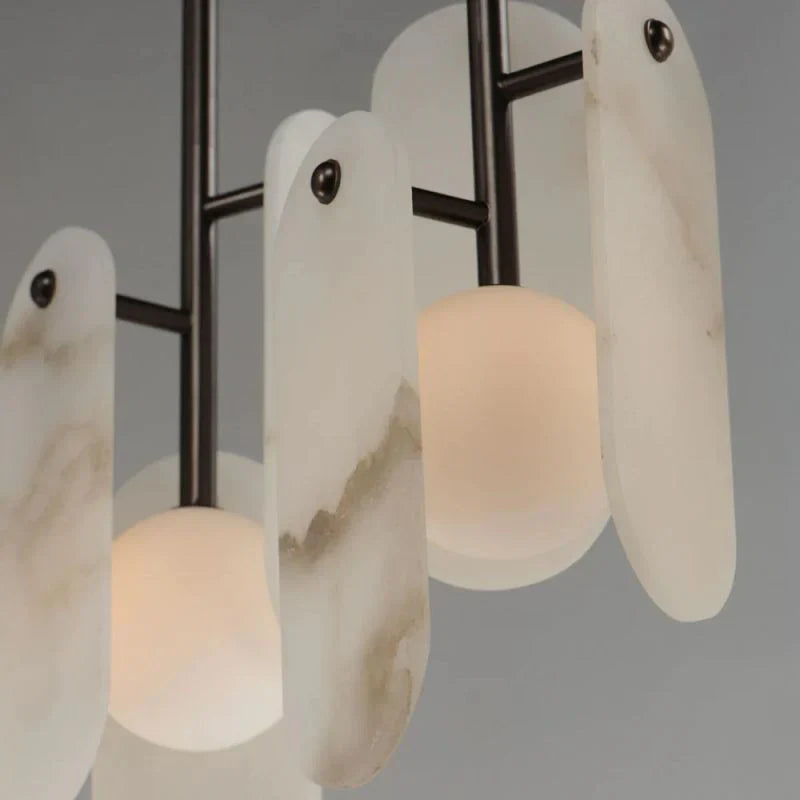 Alabaster Studio M Megalith 5-Light Linear Chandelier - Alabaster, Alabaster lightings, Black, CCCC, Chandelier, Chandeliers, Dining & Kitchen, Living Room, metal, Modern-1-Luxehomezone