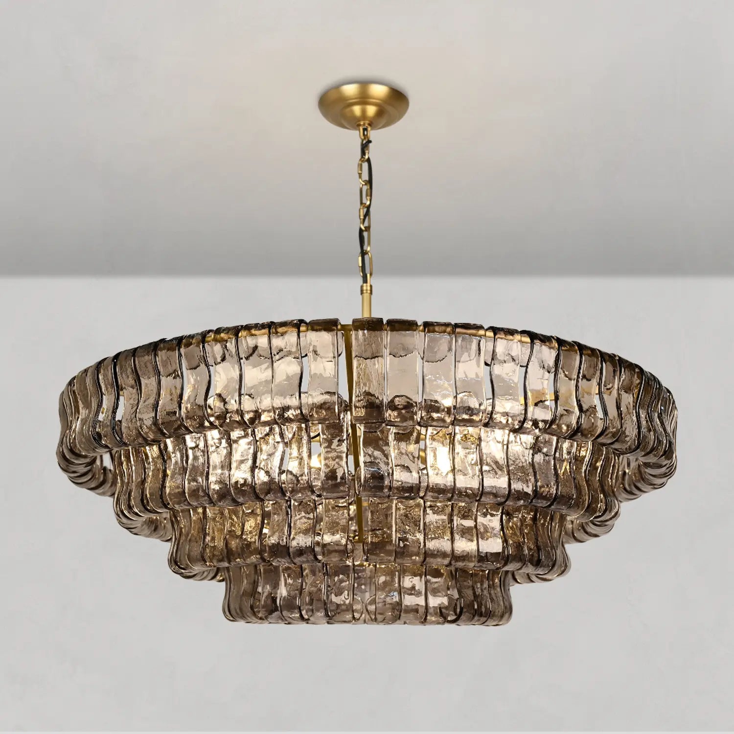 Art Glass Ghiaccio Round Chandelier 36" 48" 60" - All Products, Best Sellers, Chandelier, Ghiaccio Series- Chandelier1-Luxehomezone