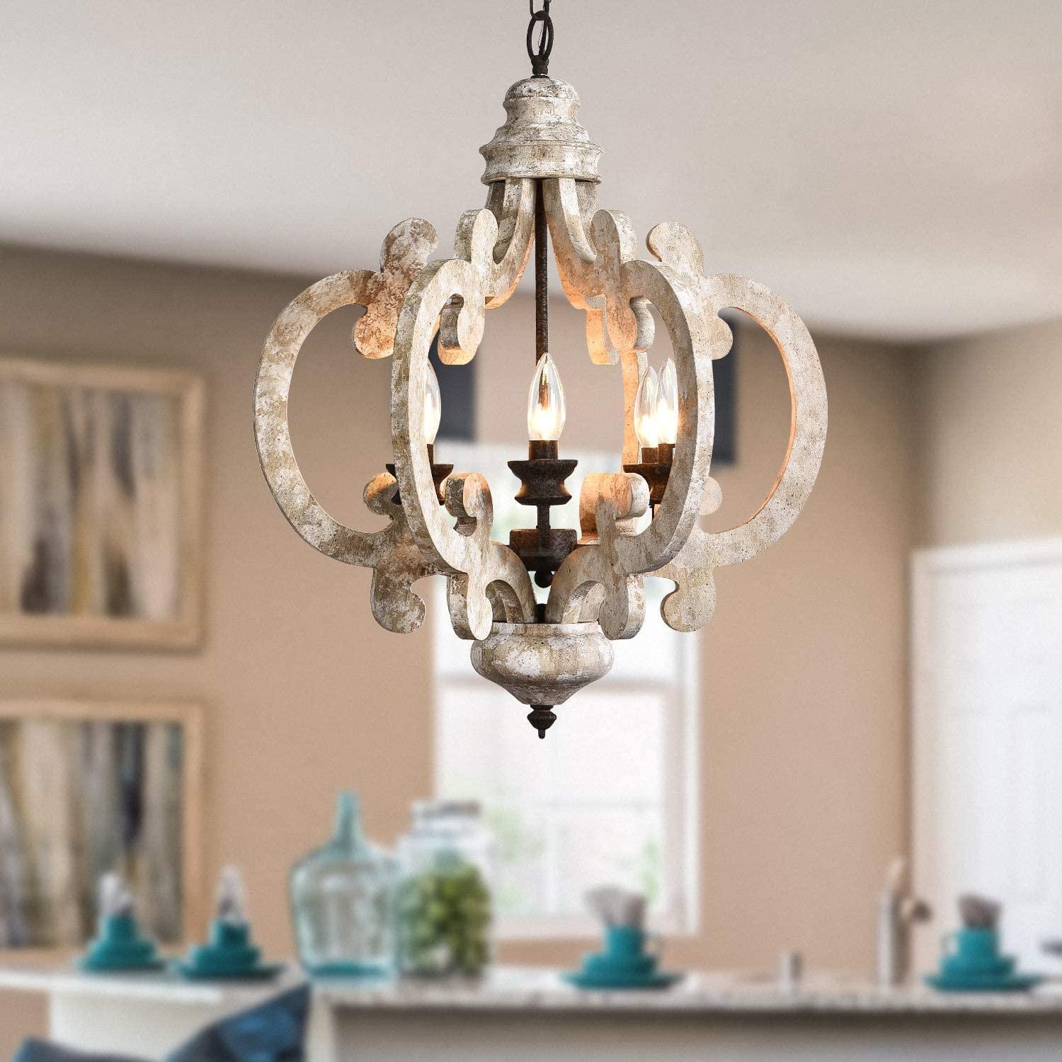 Antique White Style Chandelier Φ 19.7″ - Genteel, Optimized-1-Luxehomezone