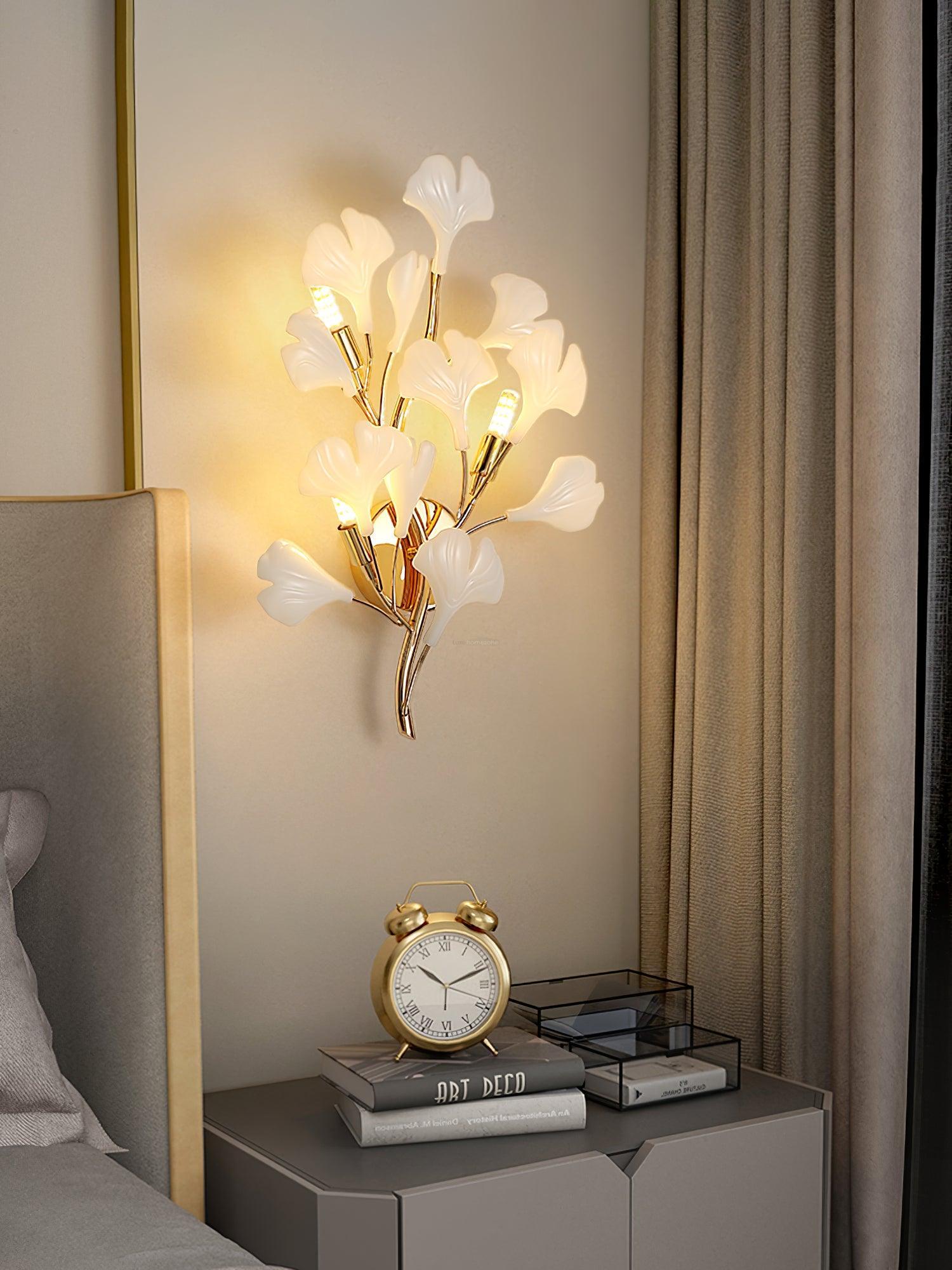 Gingko Wall Lamp with Leaves - Luxehomezone