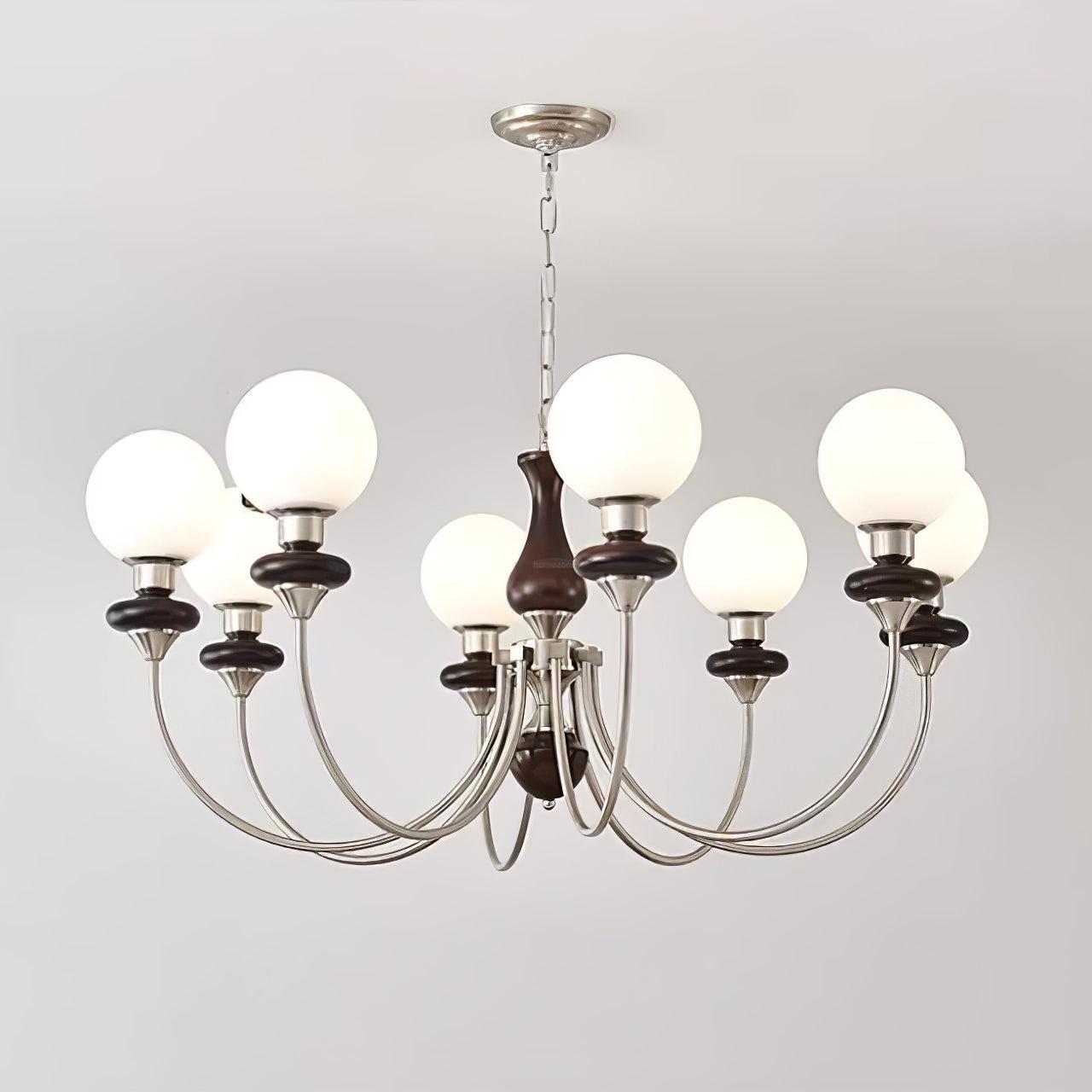 Walnut Brass Chandelier with 3/6/8 lamps - Bend, Marshmallow Chandelier-1-Luxehomezone