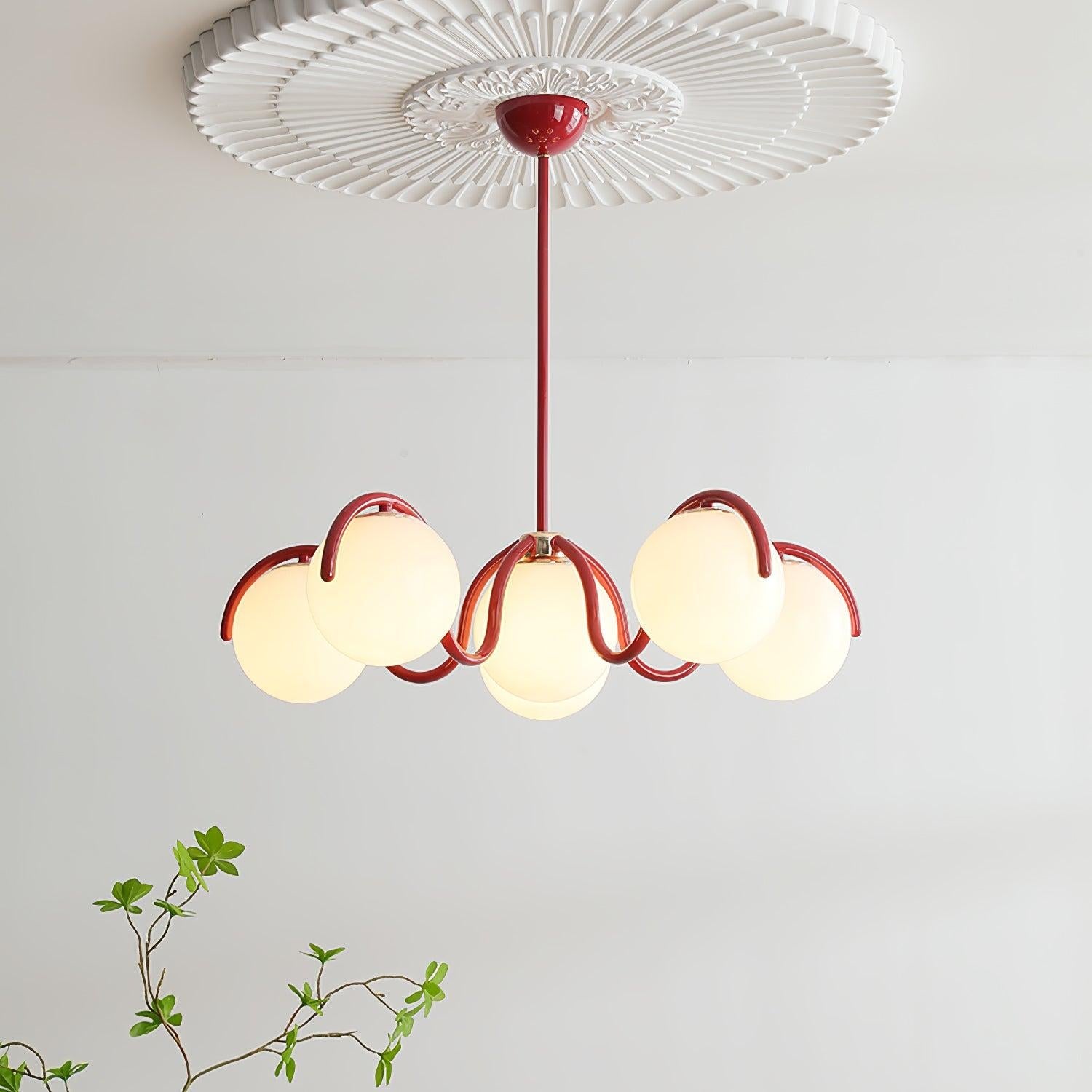 Reedway Curve Linear Chandelier ∅ 27.2″ - Bend, Marshmallow Chandelier-1-Luxehomezone