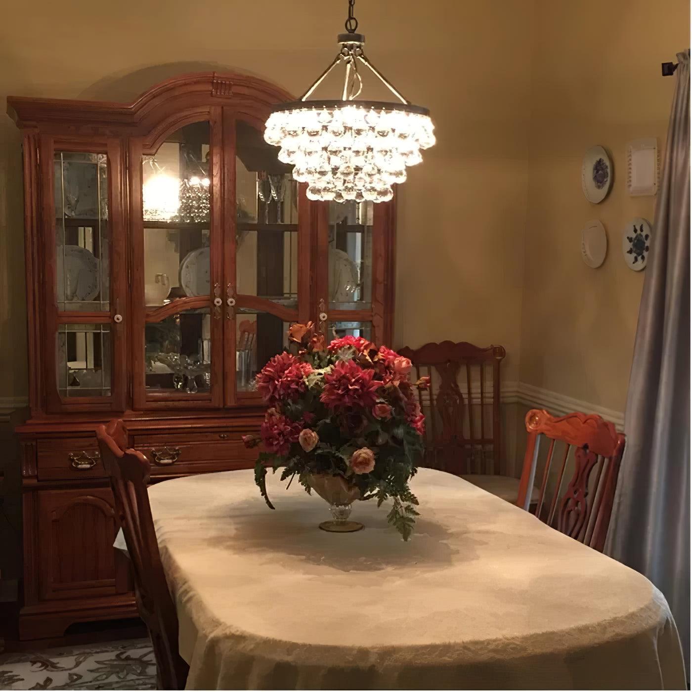 Unique Tiered Crystal Chandelier Φ 15.7″ - Crystals-1-Luxehomezone