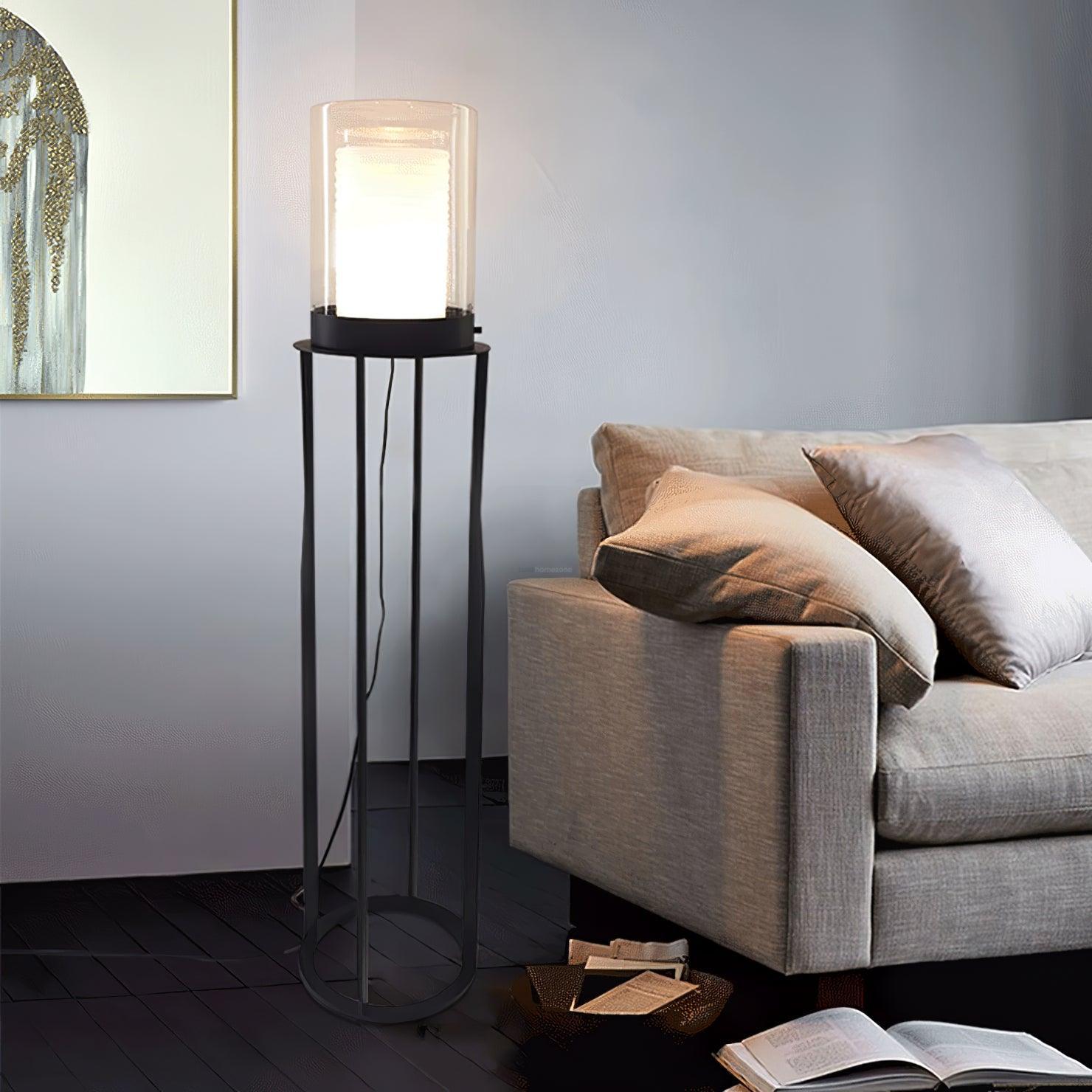 Dual Cylinder Glass Floor Lamp ∅ 12.6″ - Luxehomezone