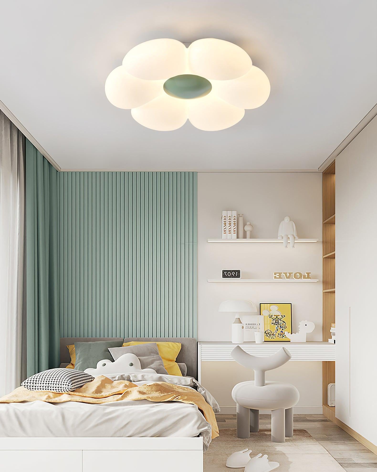 Six-leaf Flower Kids Room Ceiling Lamp  ∅ 19.7″ - Candy, Flush Mounts, Green, Pink, White, Yellow-1-Luxehomezone