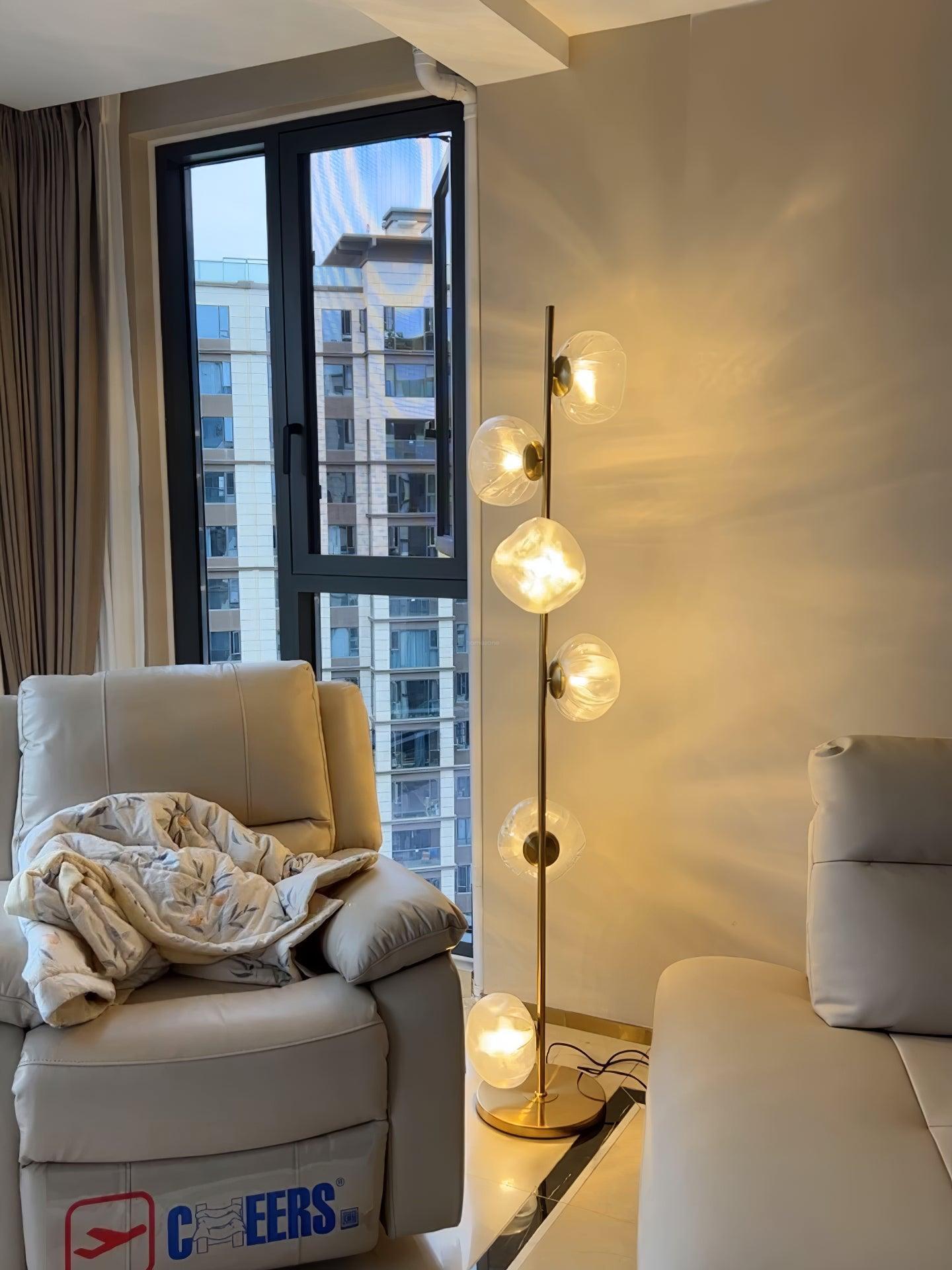 Glass Petals Floor Lamp with 3/6 heads - Art Glass-1-Luxehomezone