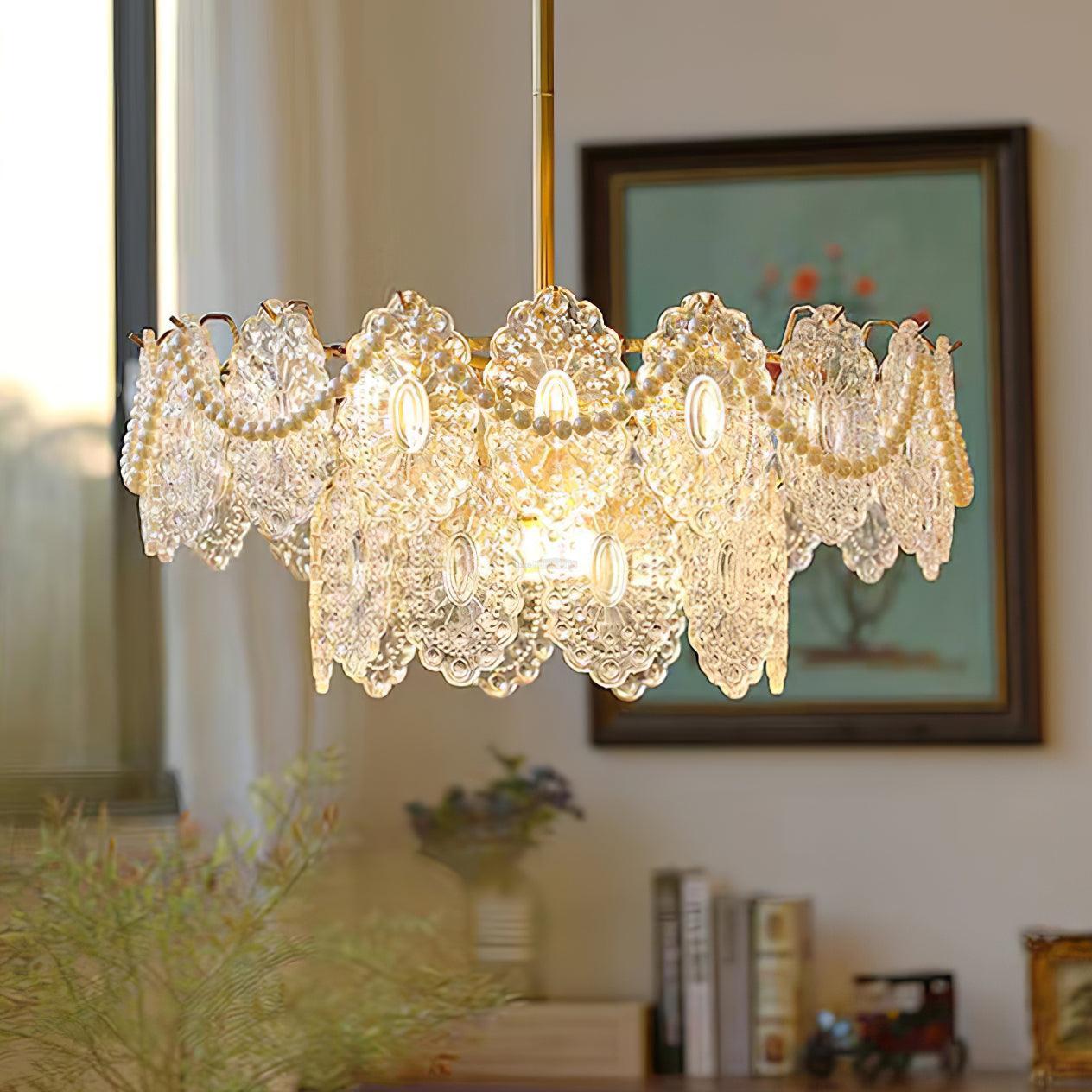 Wave Pearl Style Chandelier - Cylinder-1-Luxehomezone