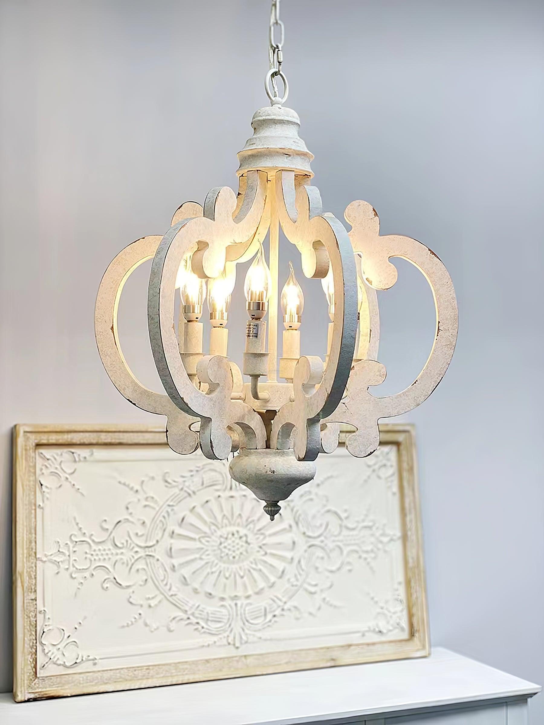 Antique White Style Chandelier Φ 19.7″ - Genteel, Optimized-1-Luxehomezone