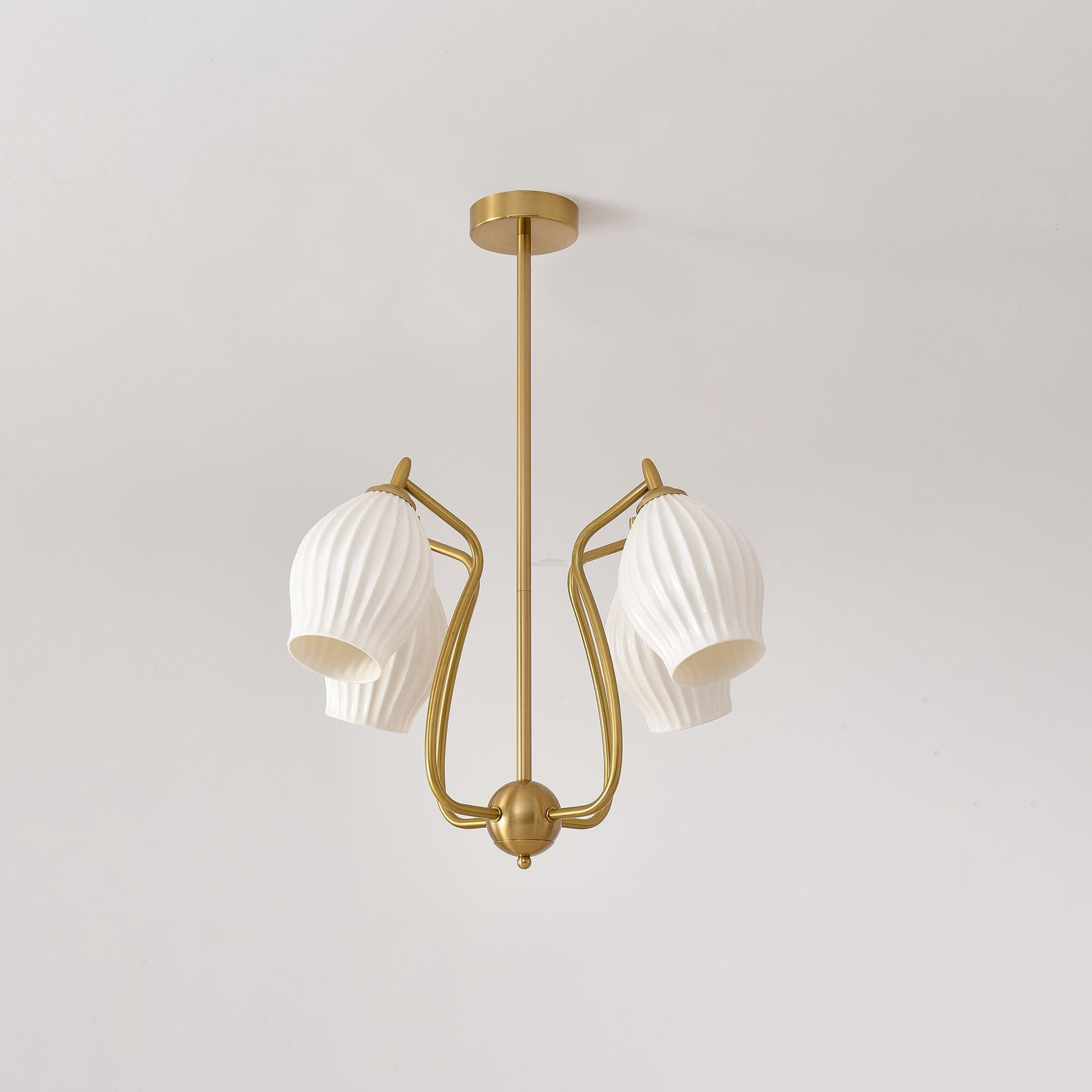 Ceramic Ribbed Chandelier with 4/6/8 heads - Flower Ceramic-1-Luxehomezone