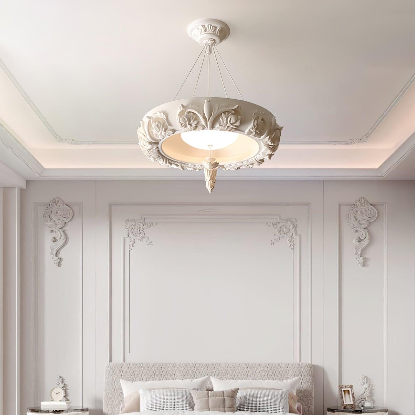 Artistic Carved Plaster Chandelier ∅ 23.6″~∅ 31.5″ - Alabaster-1-Luxehomezone