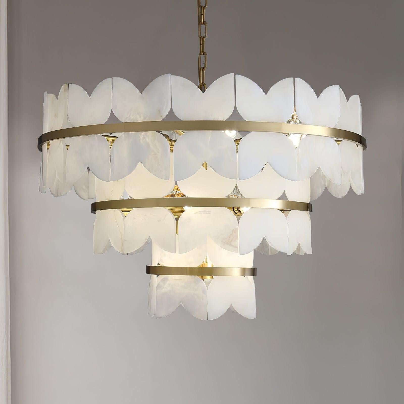 Alabaster Cloudscape Chandelier with 1/2 layer - Alabaster, Alabaster Chandelier-1-Luxehomezone