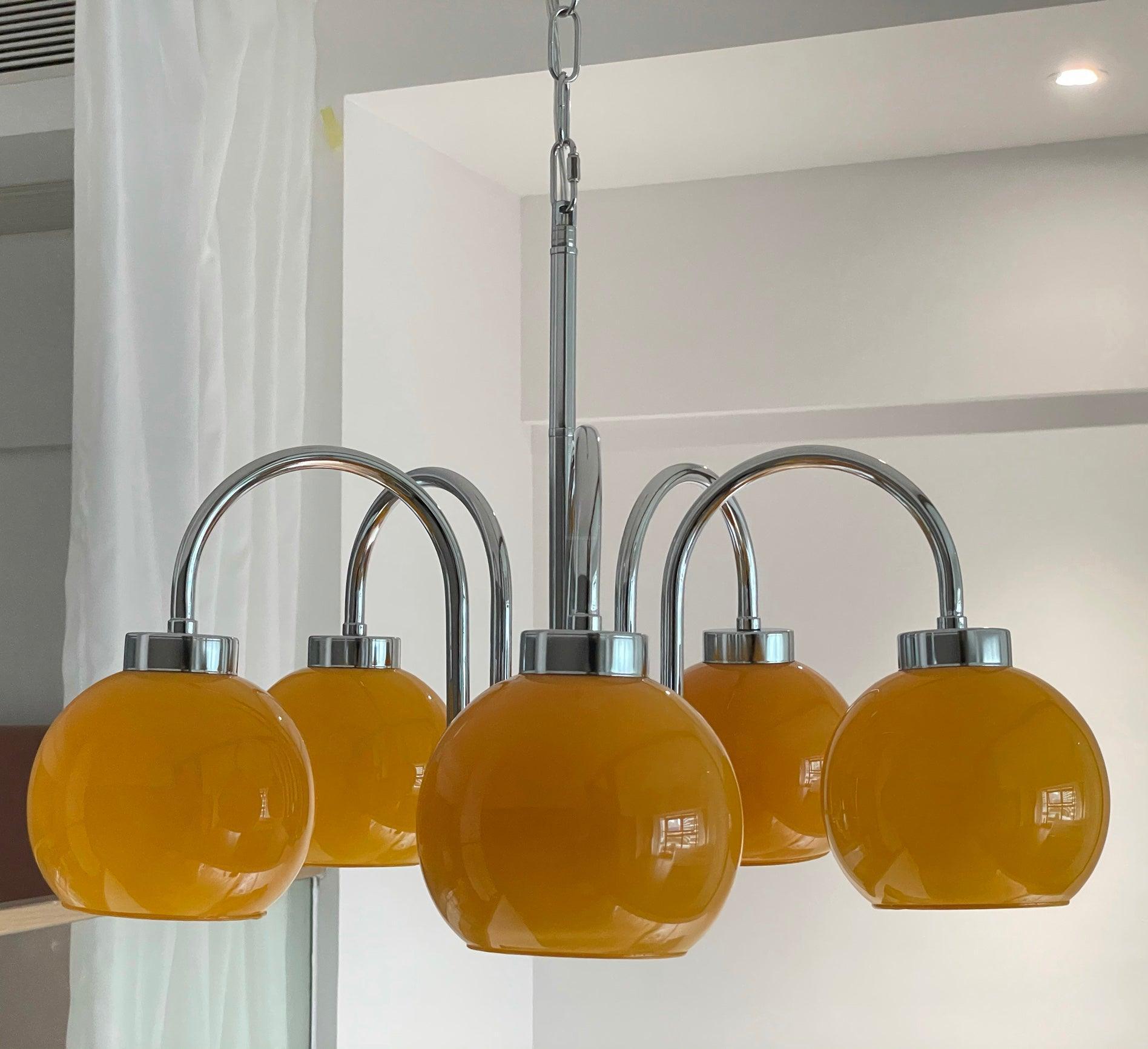 Loa Chandeliers with 3/4/5 heads - Glass Chandelier, Persimmon-1-Luxehomezone