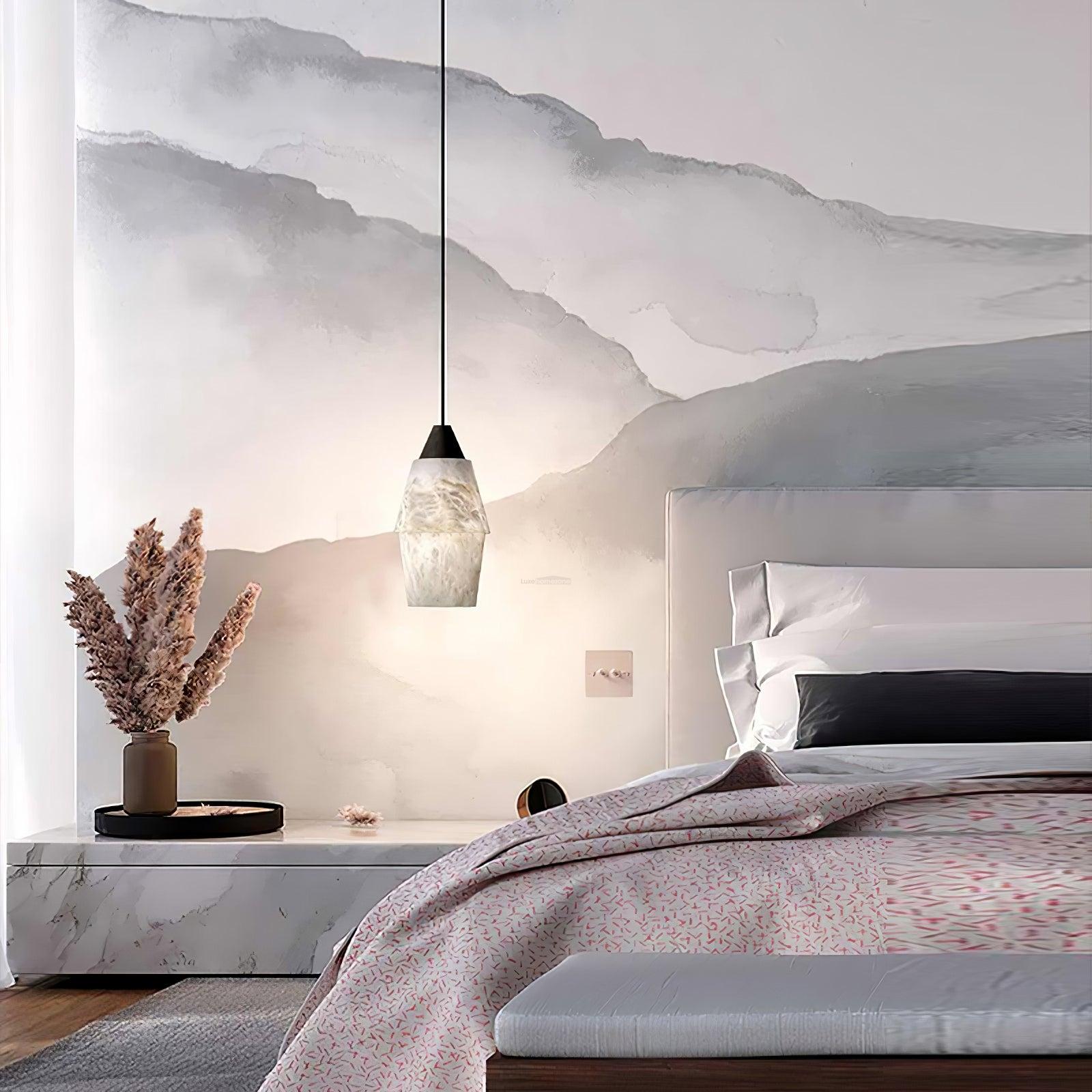TEN MA DO Alabaster Pendant Light - Alabaster, Alabaster Pendant-1-Luxehomezone
